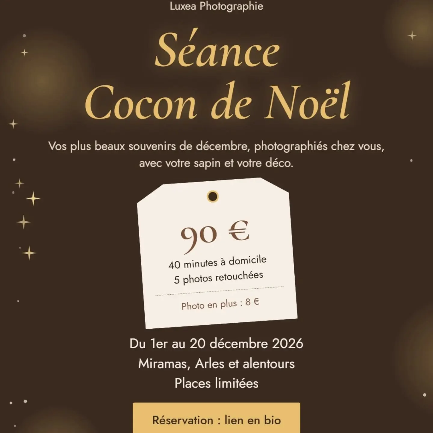✨ S&eacute;ance Cocon de No&euml;l ✨
Et si cette ann&eacute;e, on immortalisait la magie de No&euml;l&hellip; chez vous ? 🎄
Une s&eacute;ance de 40 min &agrave; domicile, dans votre d&eacute;co, avec vos lumi&egrave;res et vos traditions. Juste vous