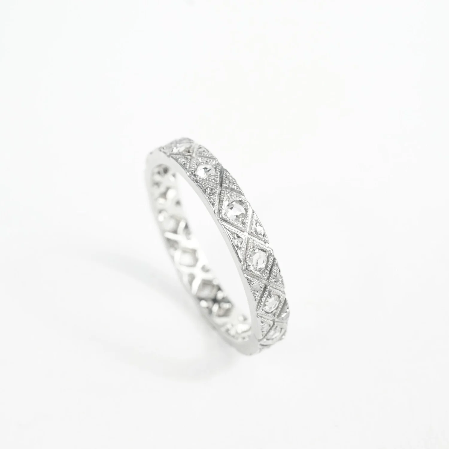 Alliance Américaine Art Déco En Or Blanc 18k Avec 17 Diamants (0,51 Carats) - Taille 52, Occasion