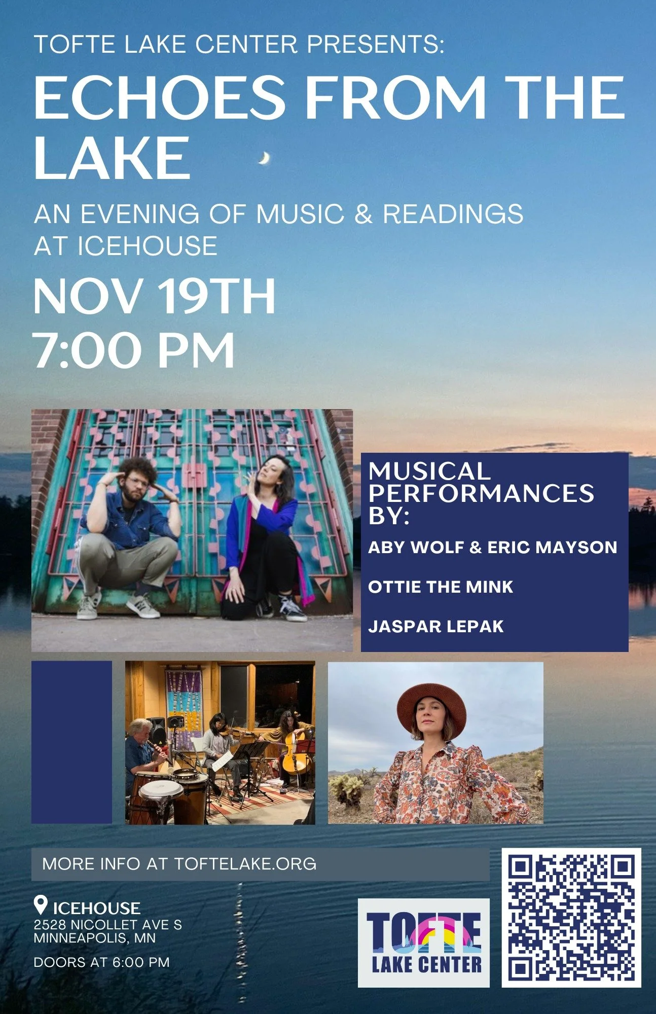 Our alumni showcase, &quot; Echoes from the Lake&quot; is almost here!! Purchase tickets in advance on-line (for a discount) or purchase at the door. Go to https://icehouse.turntabletickets.com/p/33068?invite=tIaM6zmmTl for more information.

#jasper