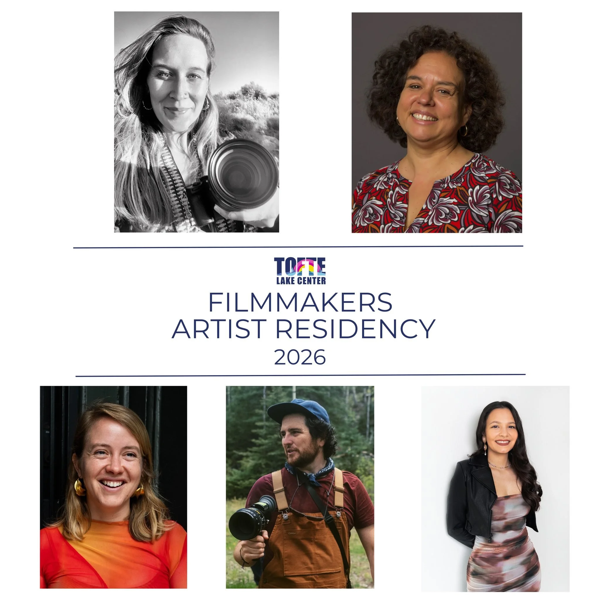 Let's give a warm TLC welcome to the Filmmaker's Artist Residency!

Five filmmakers from the 2026 Ely Film Festival were selected (from over 80 films!) for a week long residency at Tofte Lake Center.  Fresh from locations all over the world, we hope 