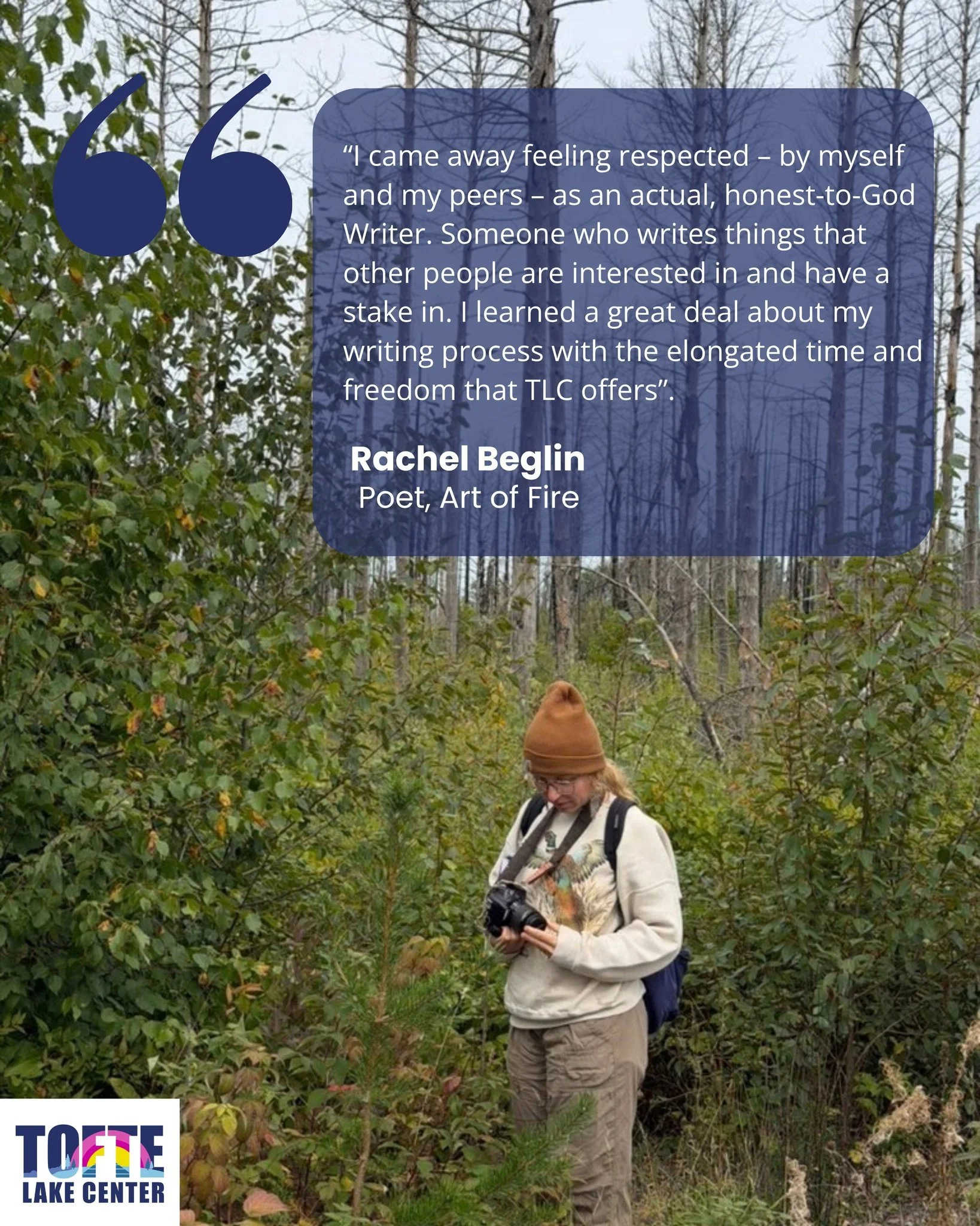 In this season of giving, your gift to TLC helps create opportunities for other artists to have a TLC experience like Rachel. Your gift, of any amount, makes a huge impact! Thank you fo#artistresidency 

To donate, go to: https://www.toftelake.org/do