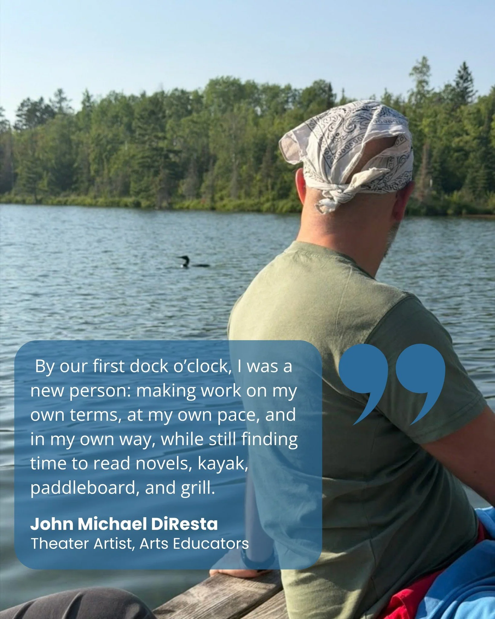 Help us continue important programing for arts educators like John. Your gift, of any amount, makes a huge impact. Thank you for being a part of our essential work. We are so grateful for your support!

Give a gift today! https://www.toftelake.org/do
