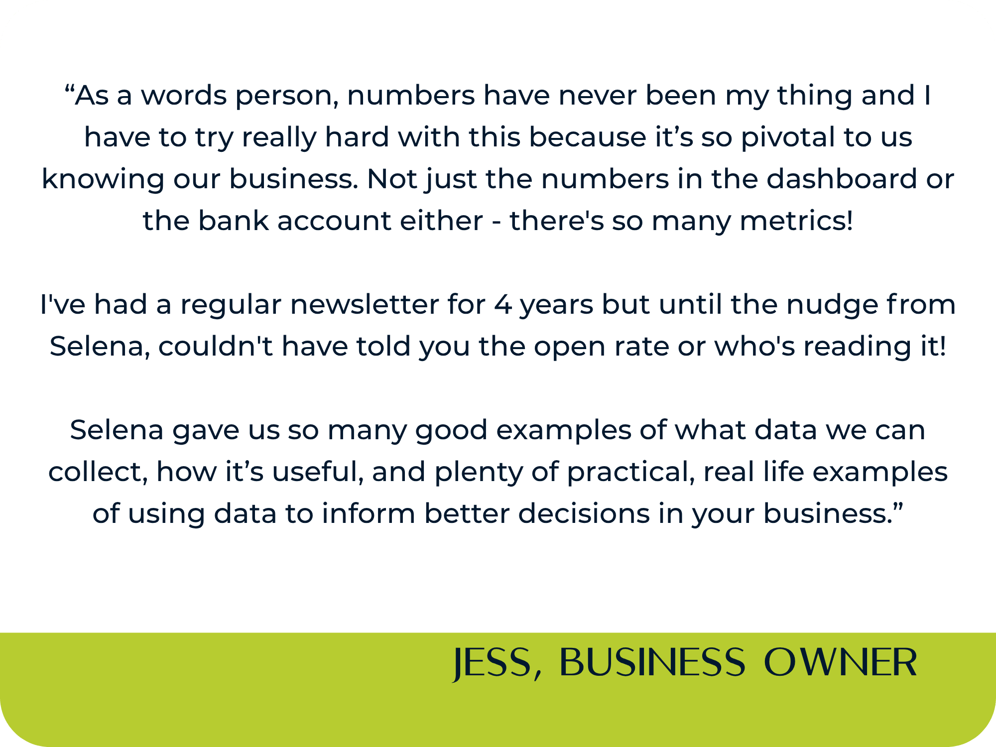 Dr  Selena Fisk corporate testimonial Jess