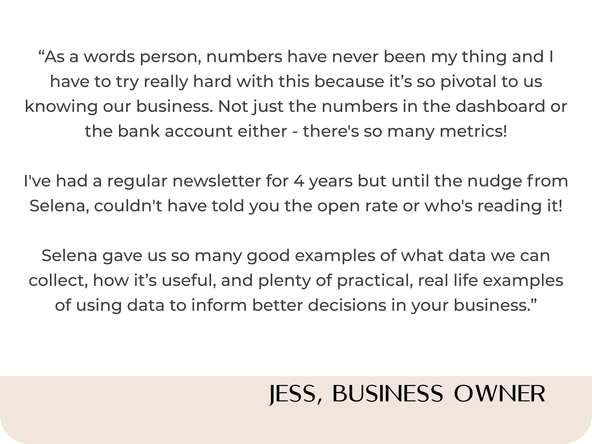 Dr  Selena Fisk corporate testimonial Jess