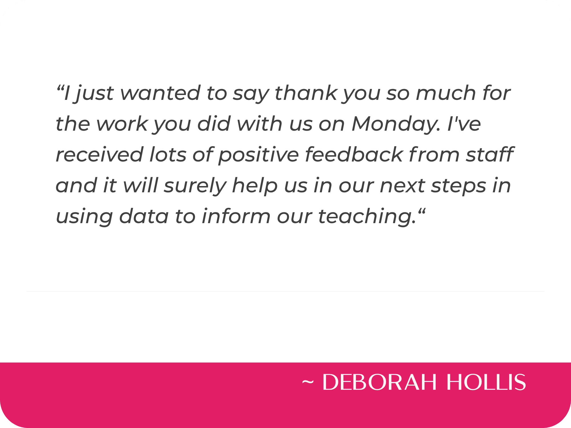 Dr Selena Fisk testimonial Deborah Hollis