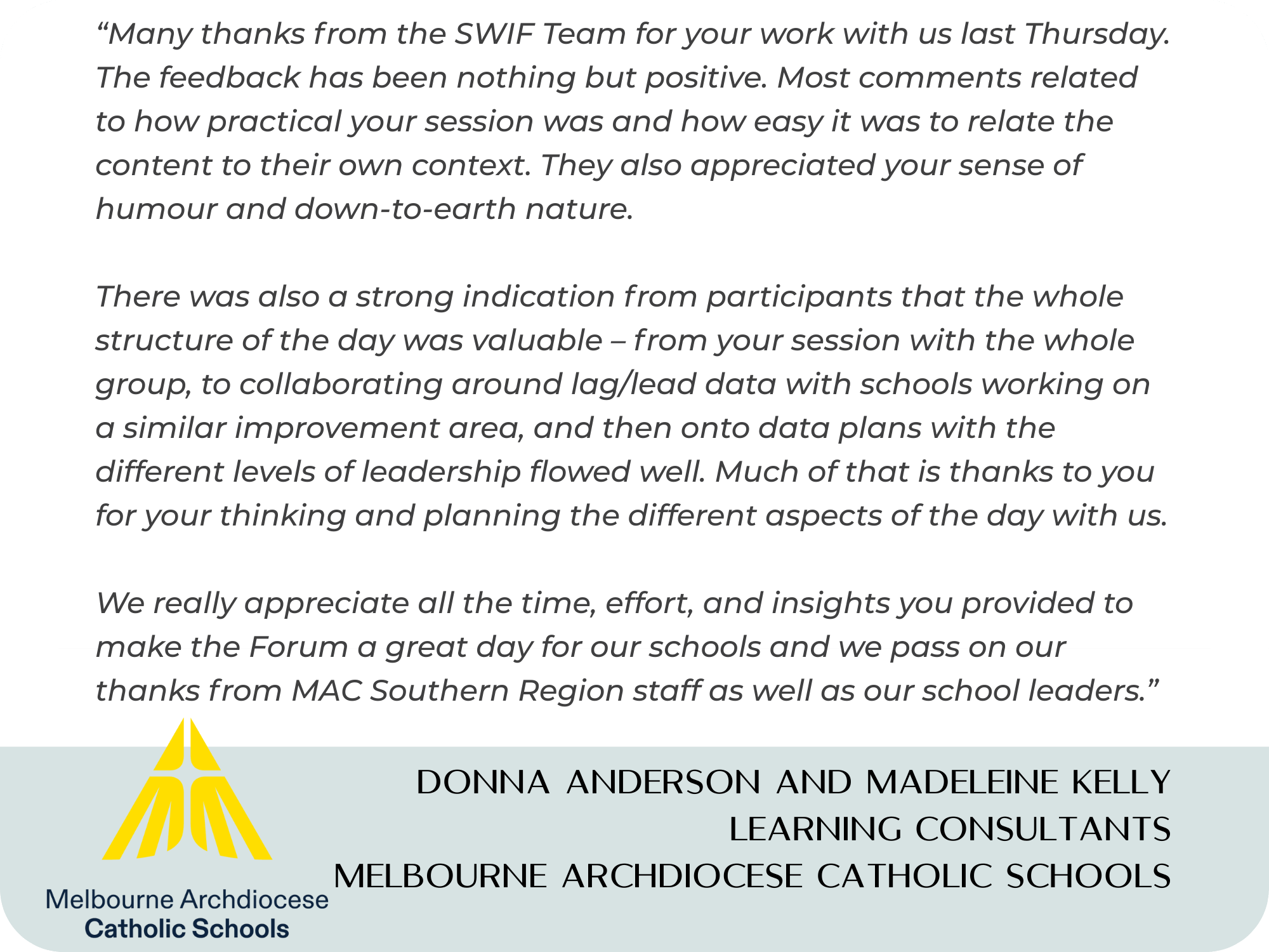 Dr Selena Fisk testimonial MACS