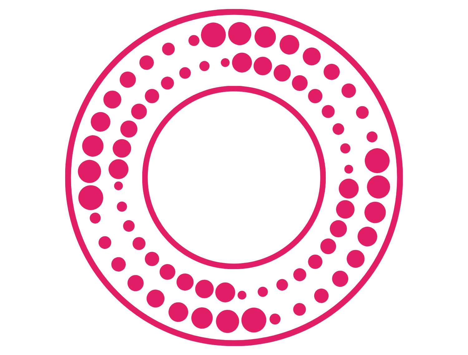Circular pattern composed of multiple dots in concentric circles.