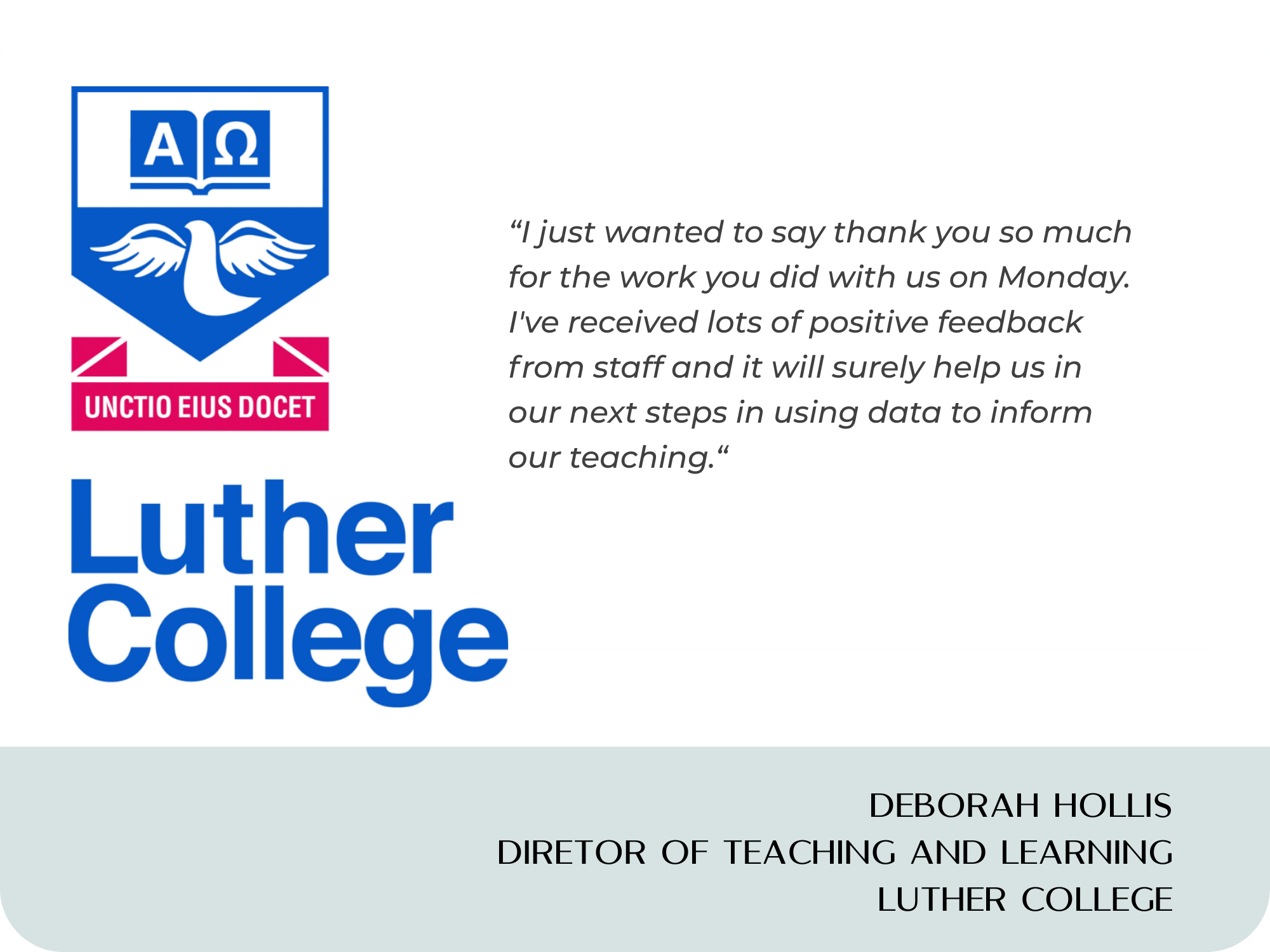 Dr Selena Fisk testimonial Luther College