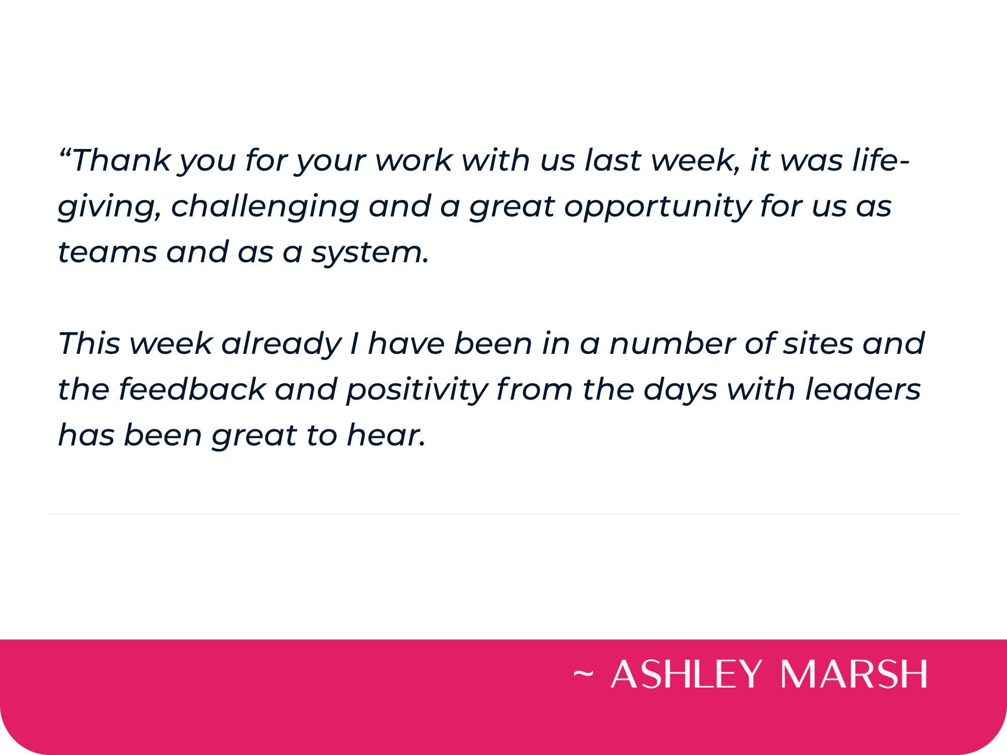 Dr Selena Fisk testimonial  Ashley Marsh