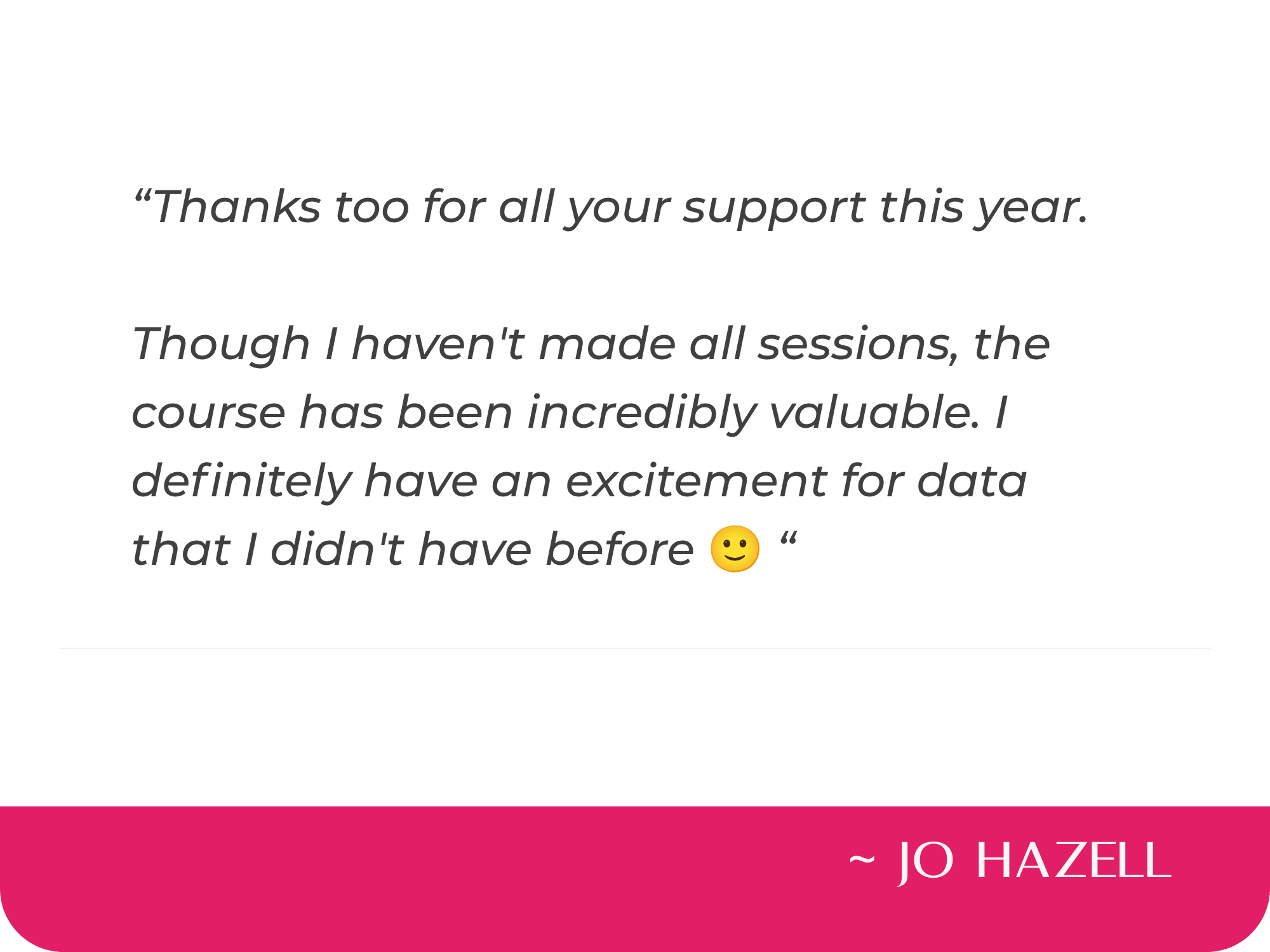Dr Selena Fisk testimonial Jo Hazell