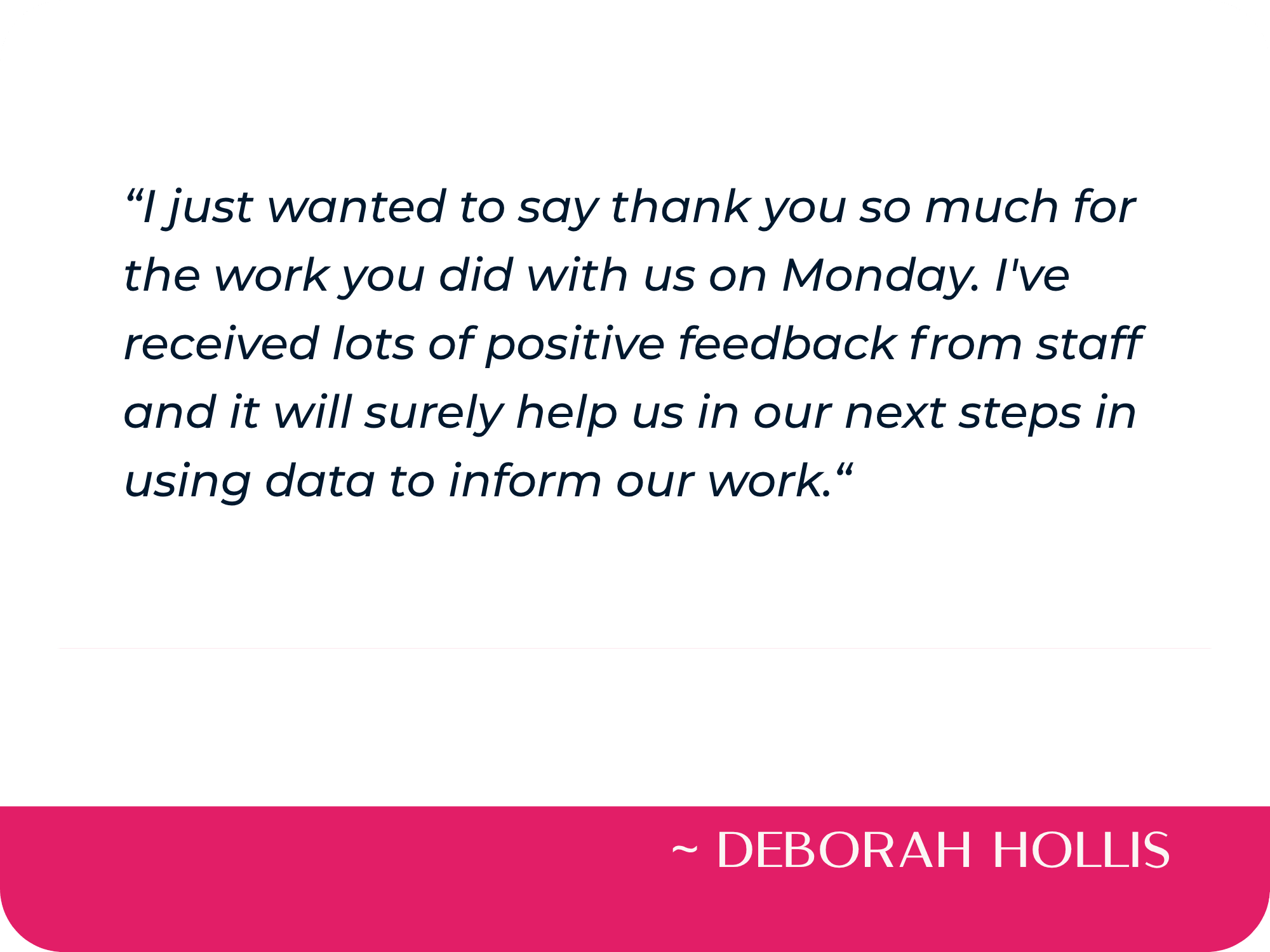 Dr Selena Fisk testimonial Deborah Hollis