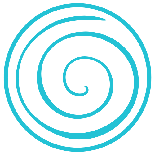 A blue spiral pattern on a black background