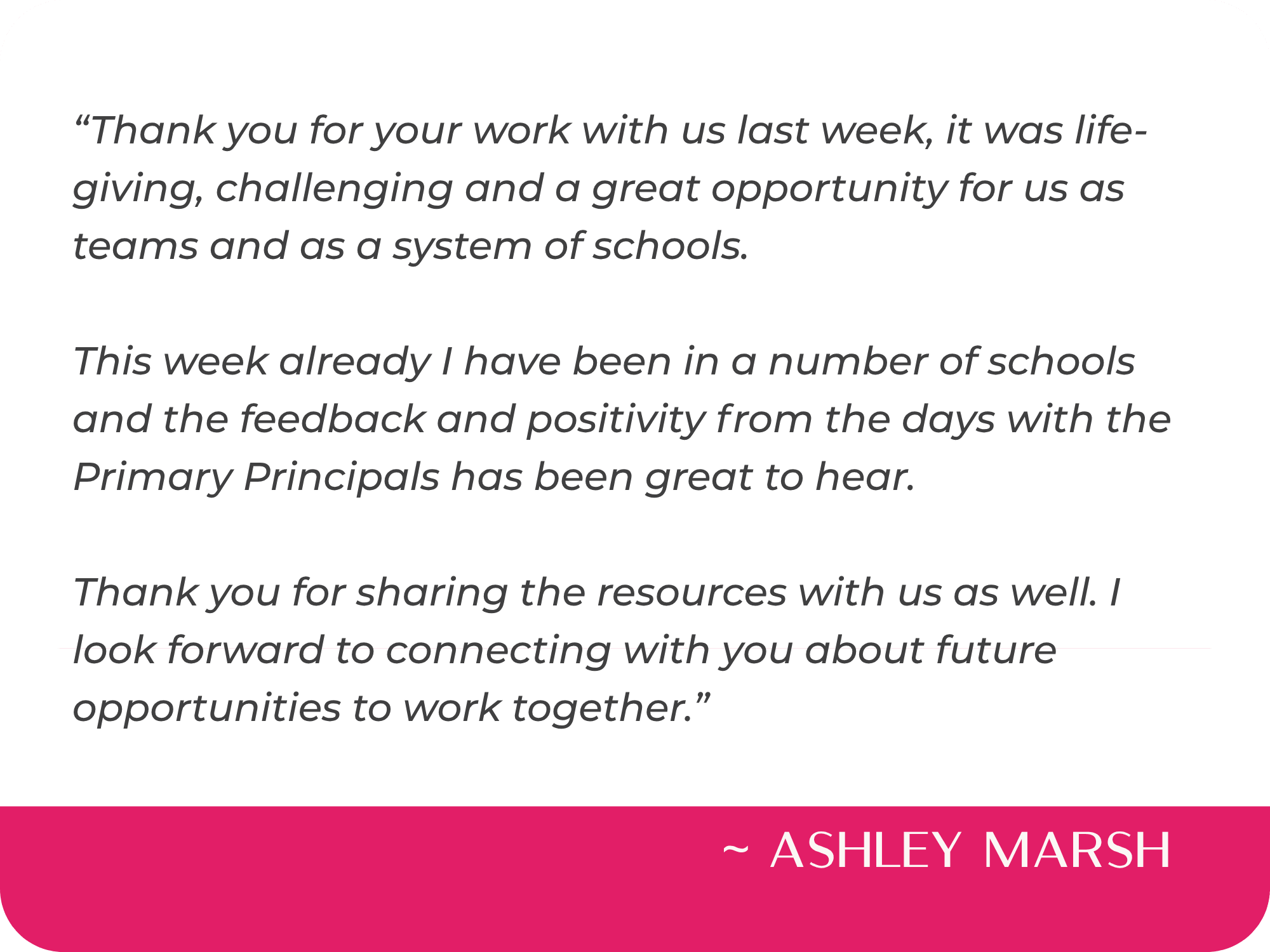 Dr Selena Fisk testimonial  Ashley Marsh