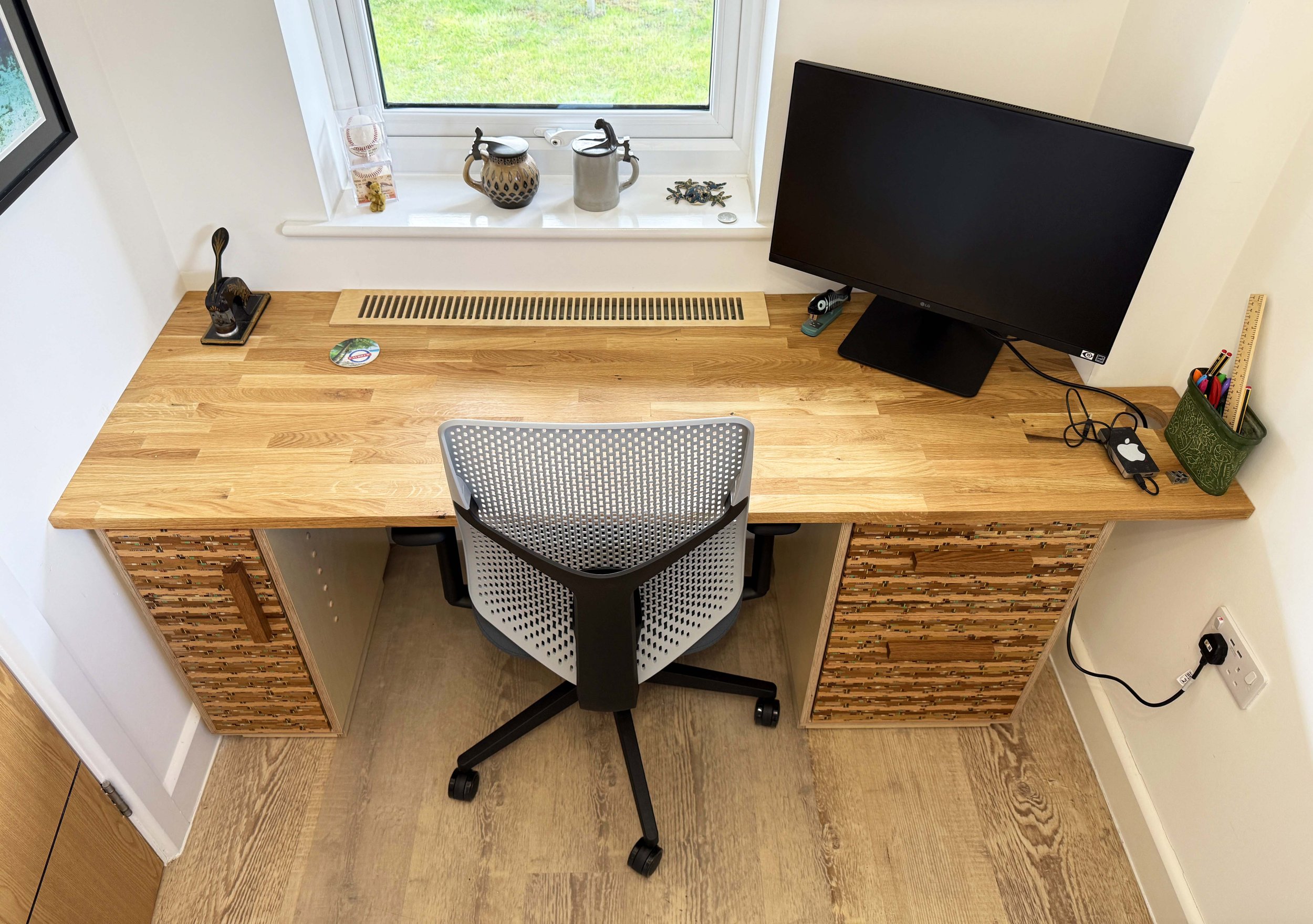 Modern Marquetry Desk and Storage
