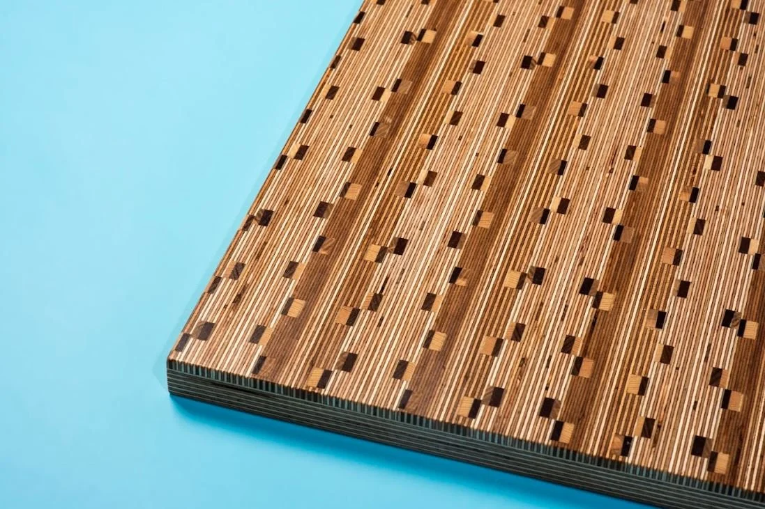 DYAD - Plywood offcut substrate with contrasting reclaimed timbers