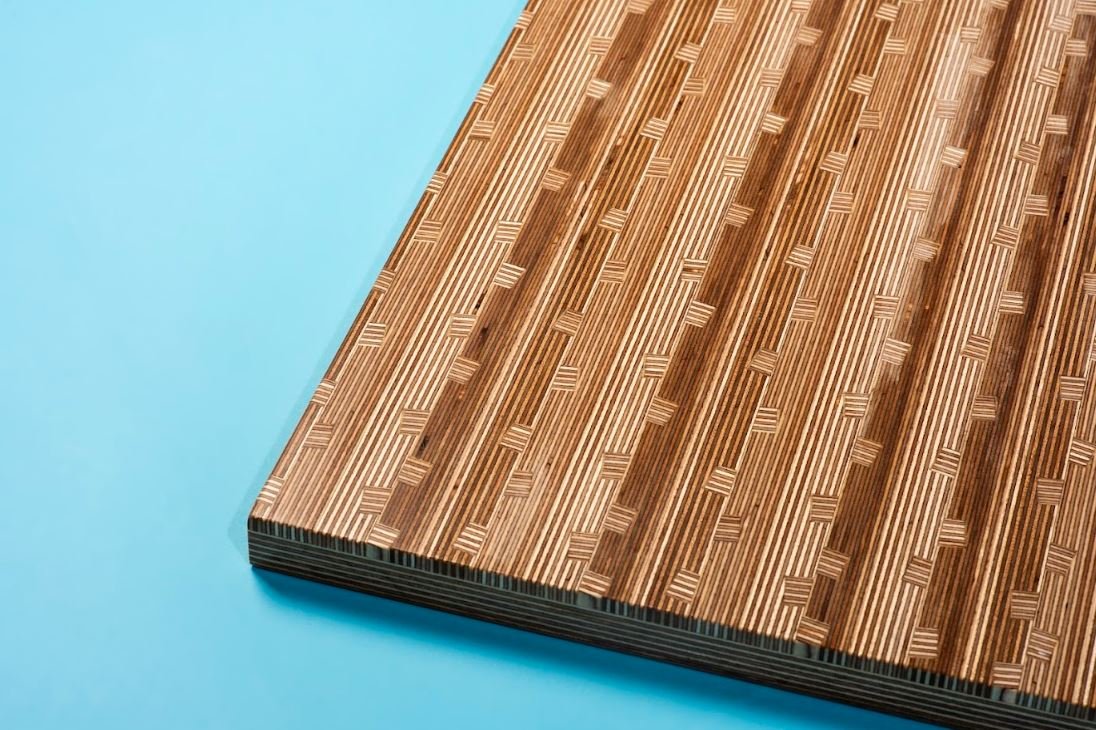 ASKEW - Plywood substrate with plywood offcuts set in at an angle