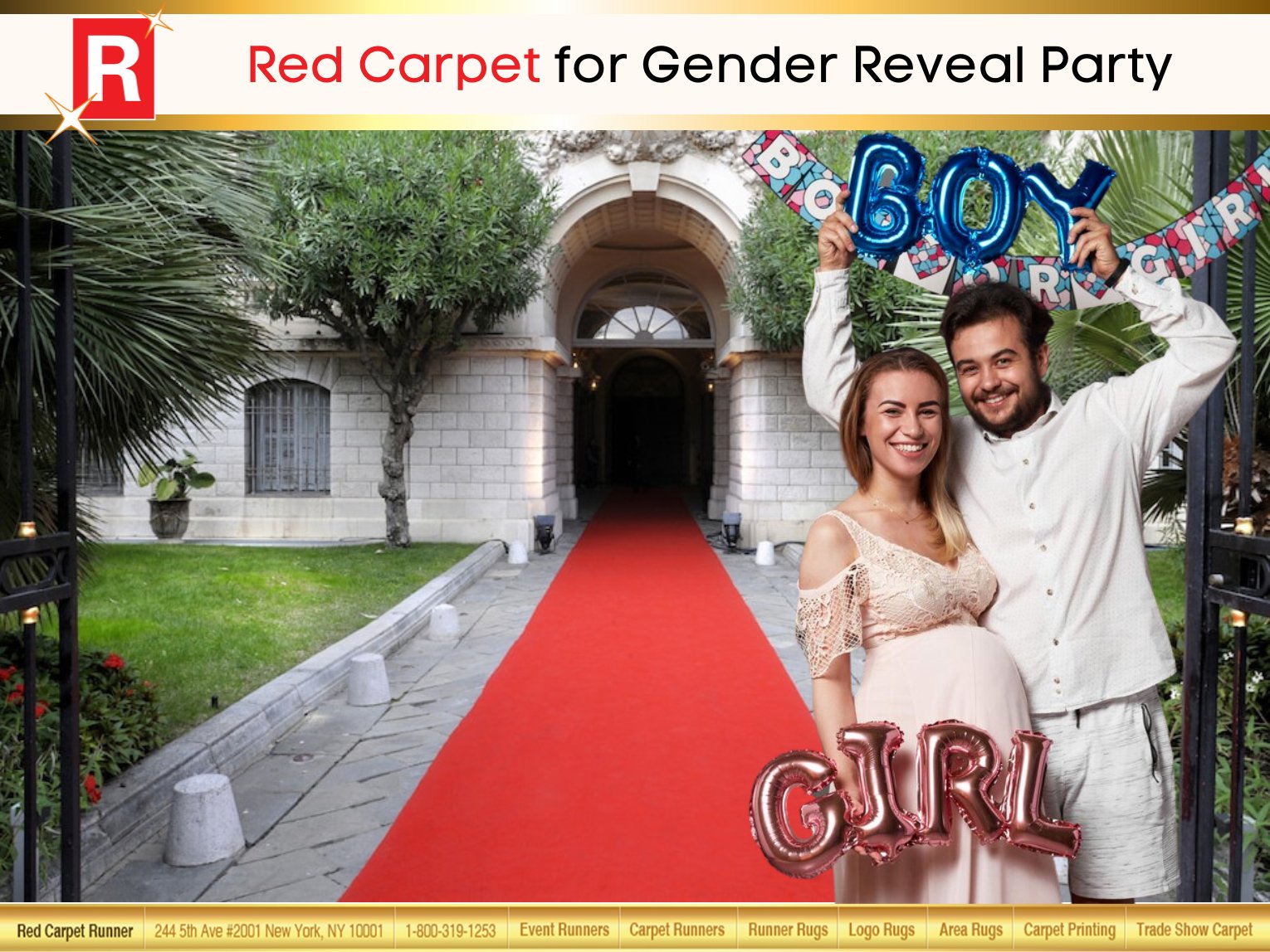Red Carpet for Gender Reveal Party