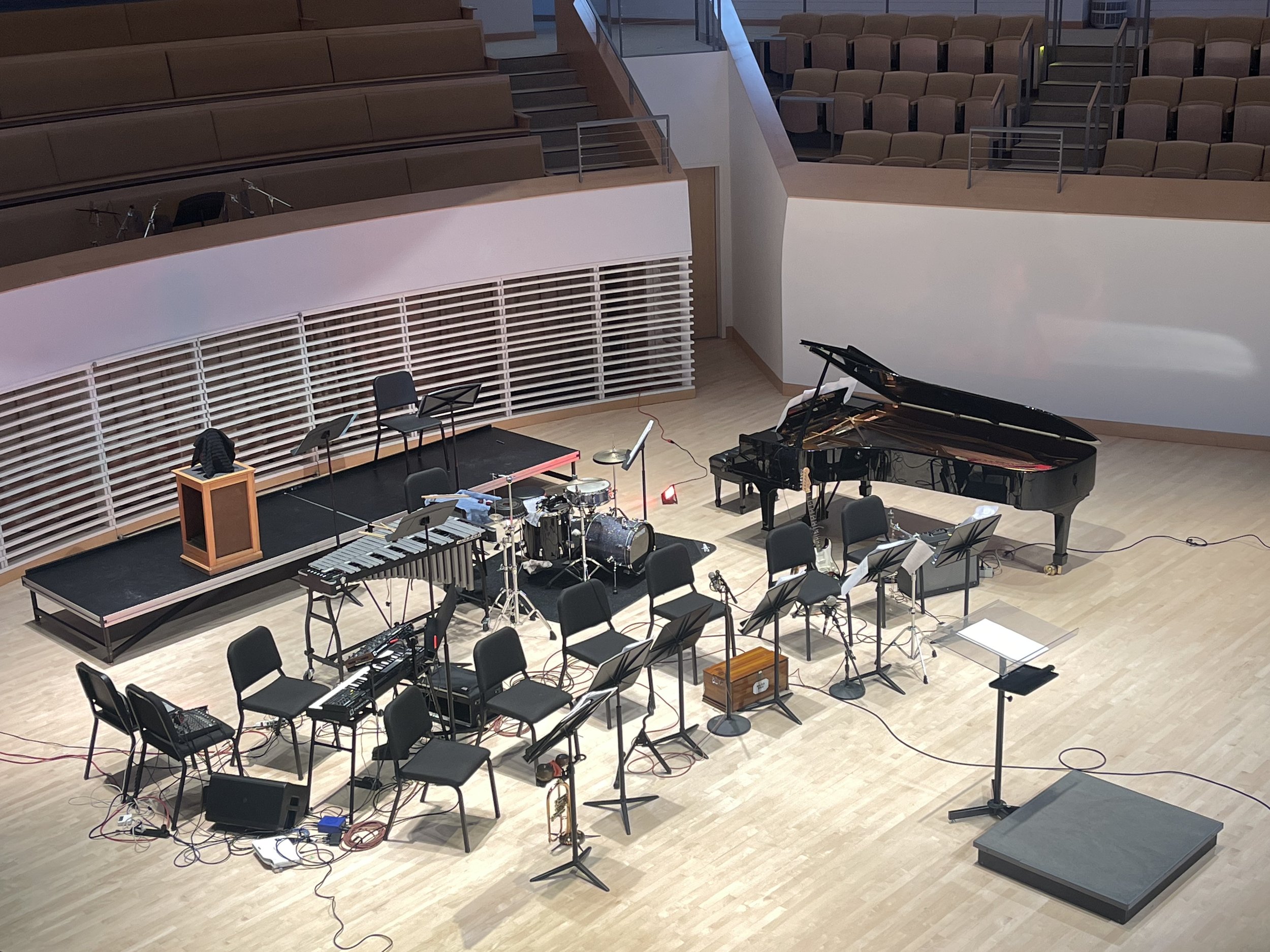 staging for The Cascades of Ares premiere (University Park, PA)