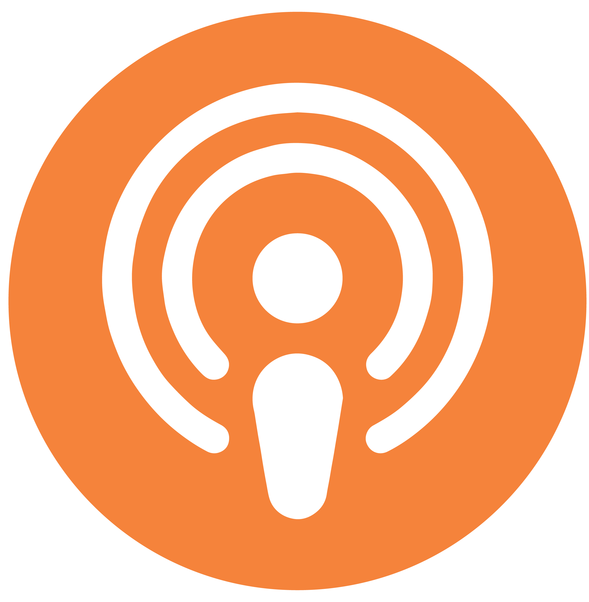 Podcast icon with orange background and white design