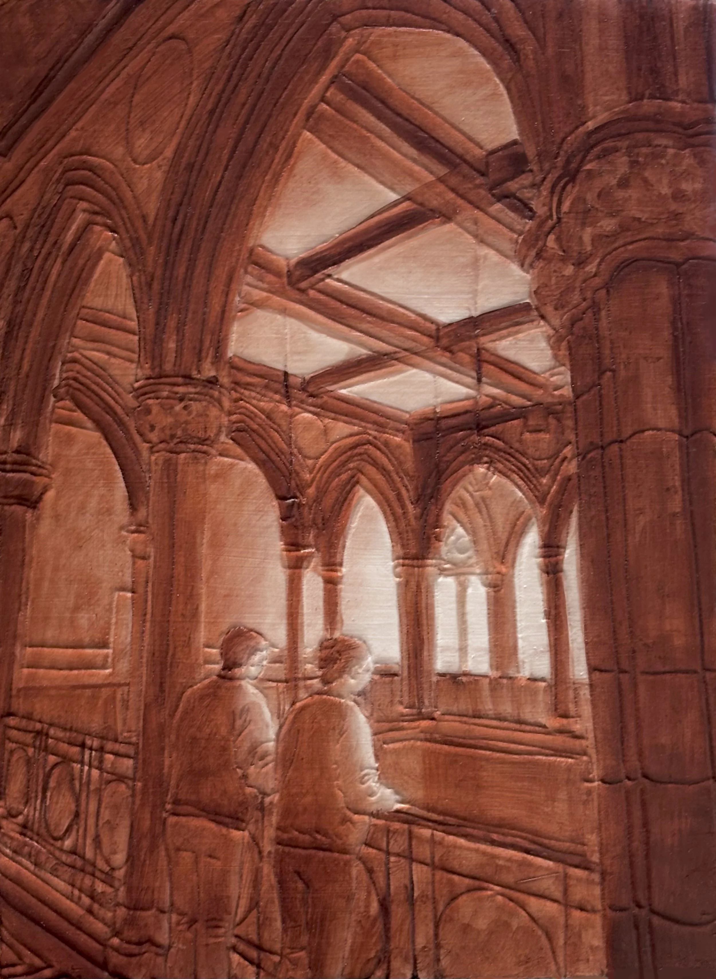 "Untitled", Red iron oxide on stoneware, 6" x 8", 2026