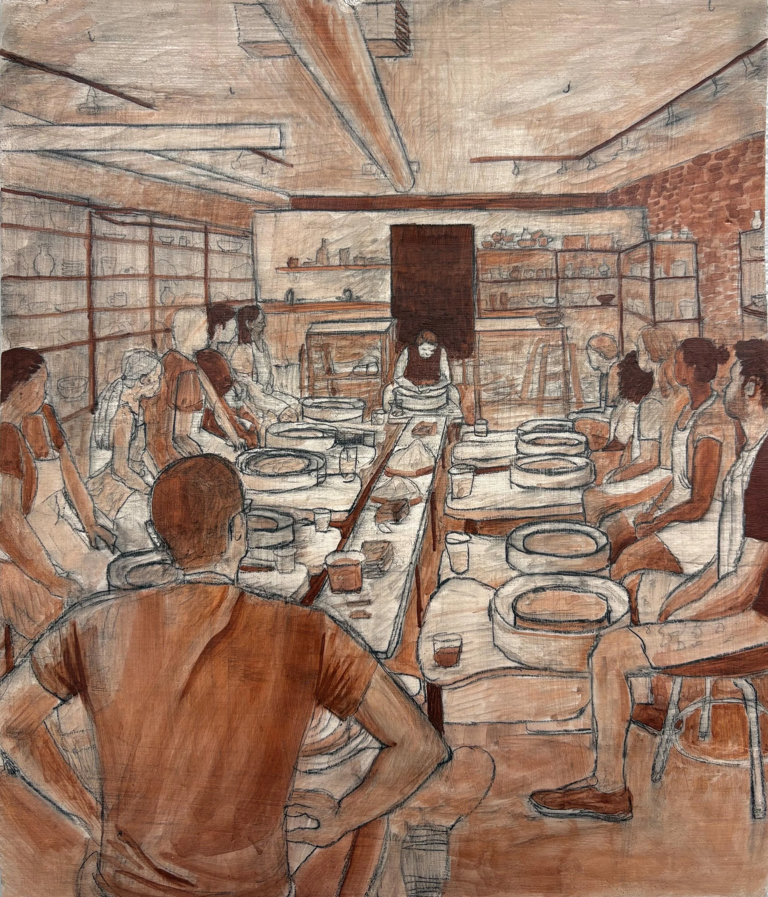 "Untitled", Graphite, Iron Oxide, Stoneware, 8" x 7", 2025