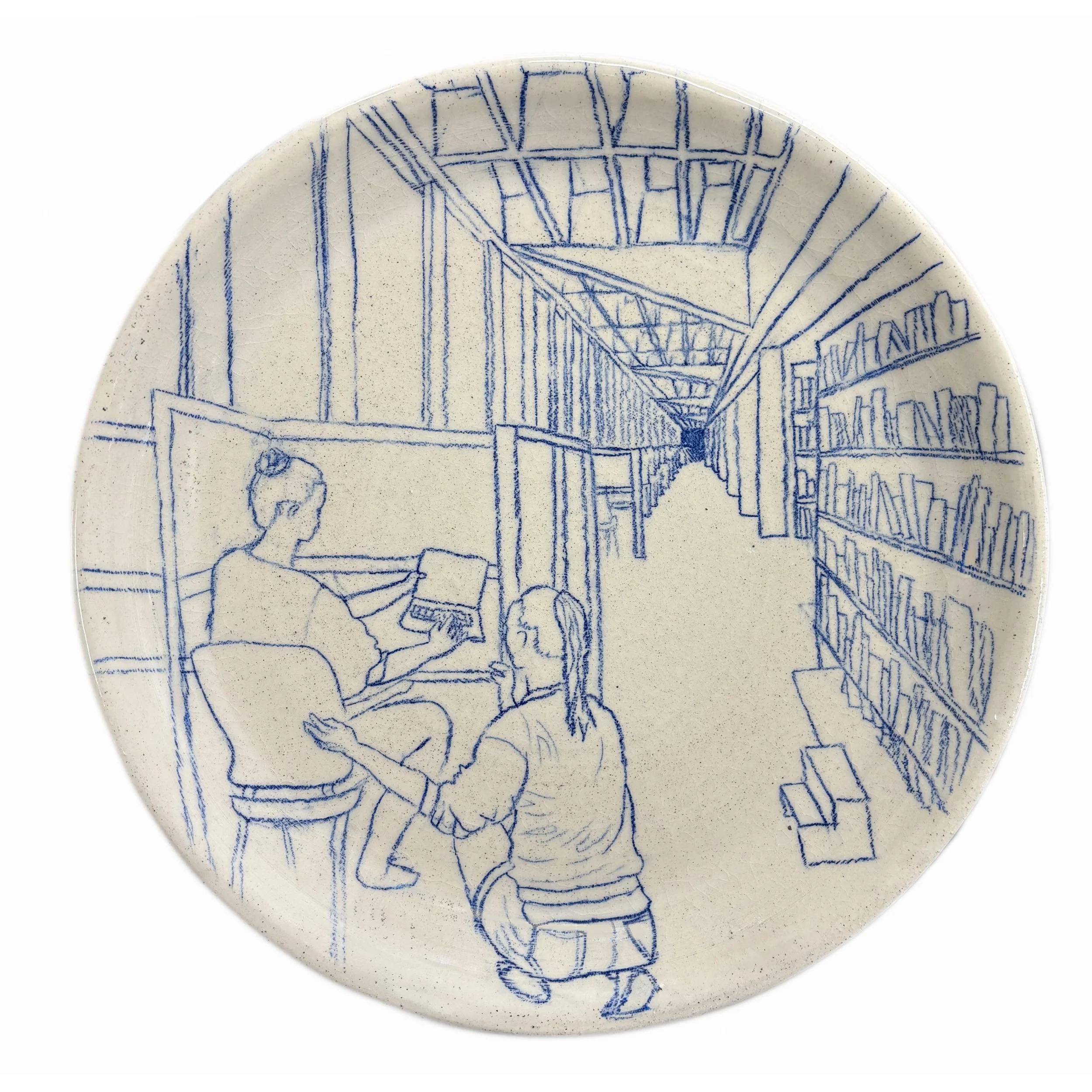 9" x 9" x .5", Glaze pencil on stoneware, 2025