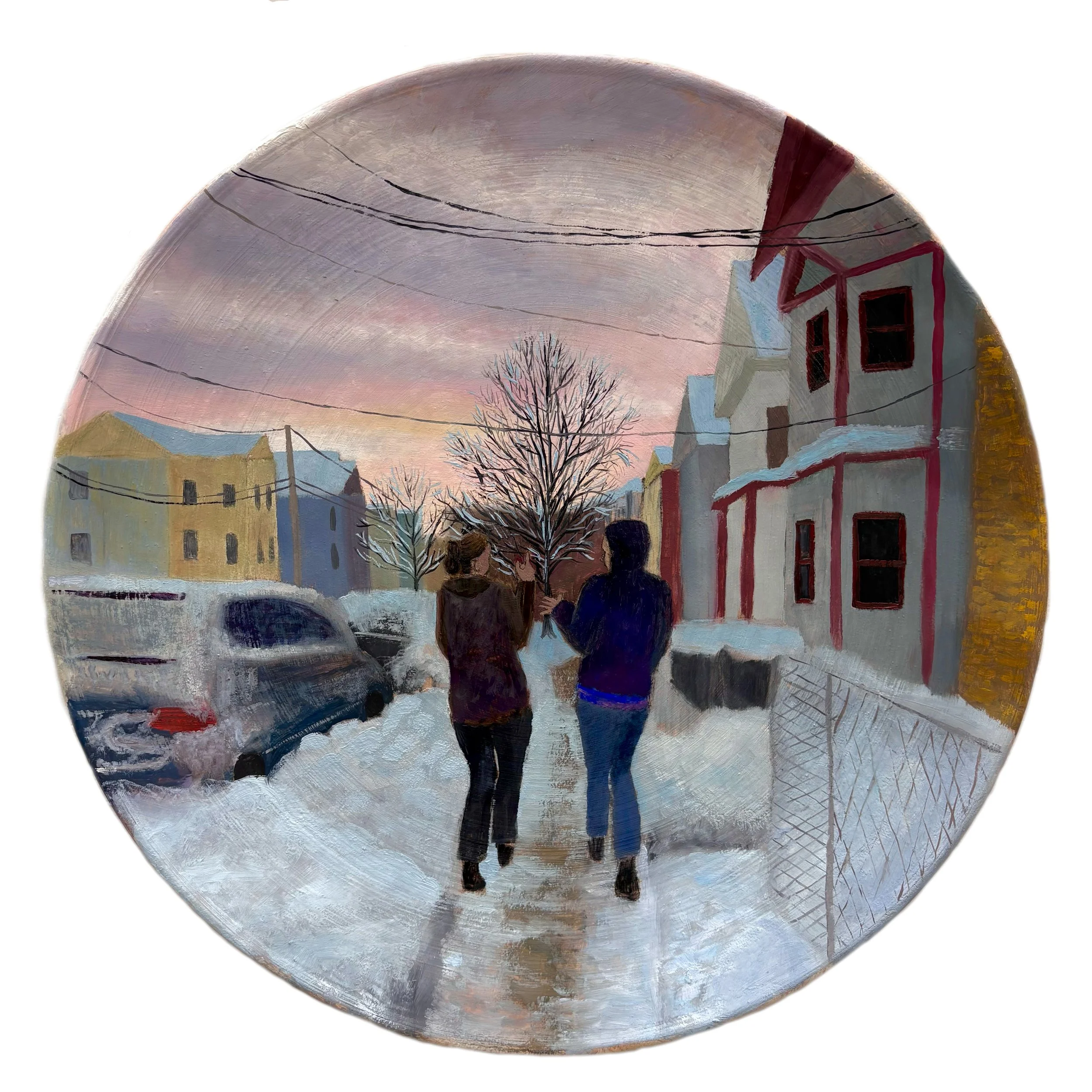 "Untitled", Oil on Stoneware, 11" x 11" x 1", 2025