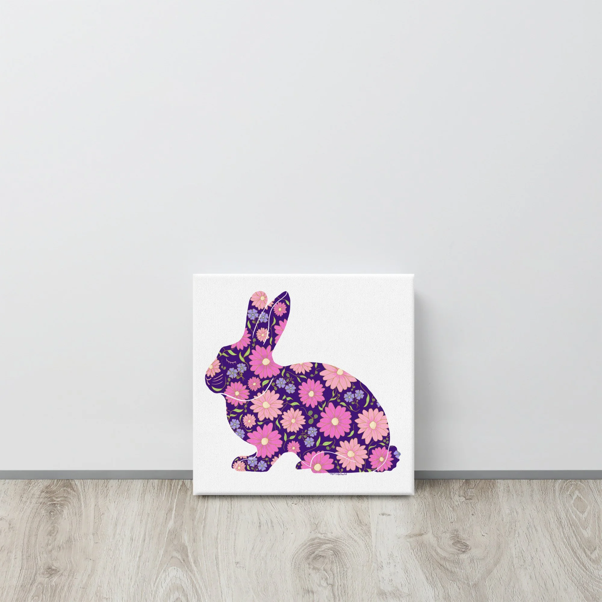 Retro flower pink bunny rabbit Canvas — Mary Beth McDonald Art and ...