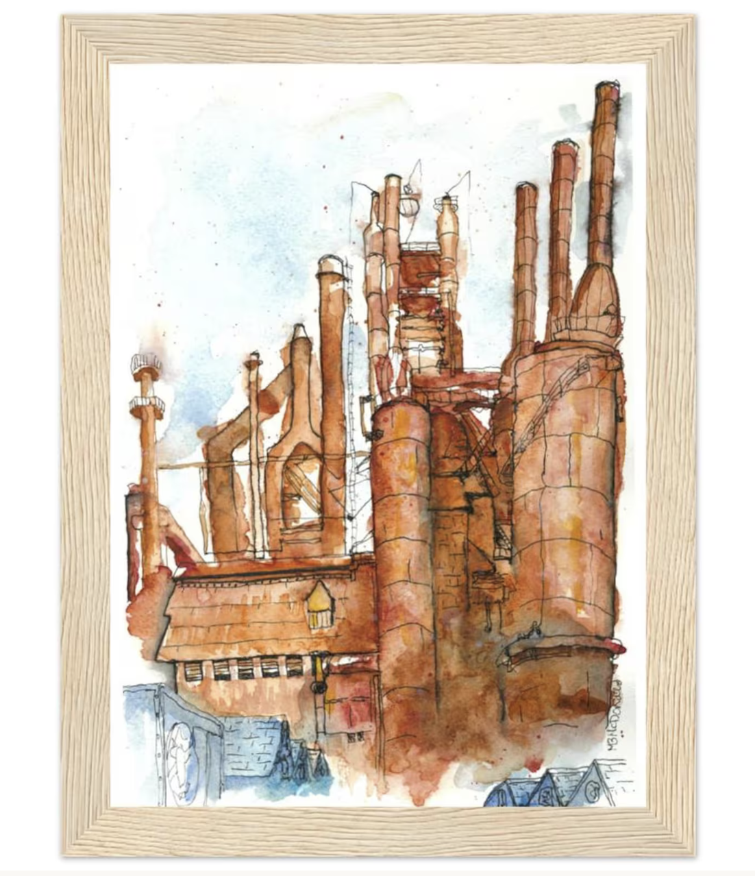 Bethlehem Steel Stacks Watercolor print