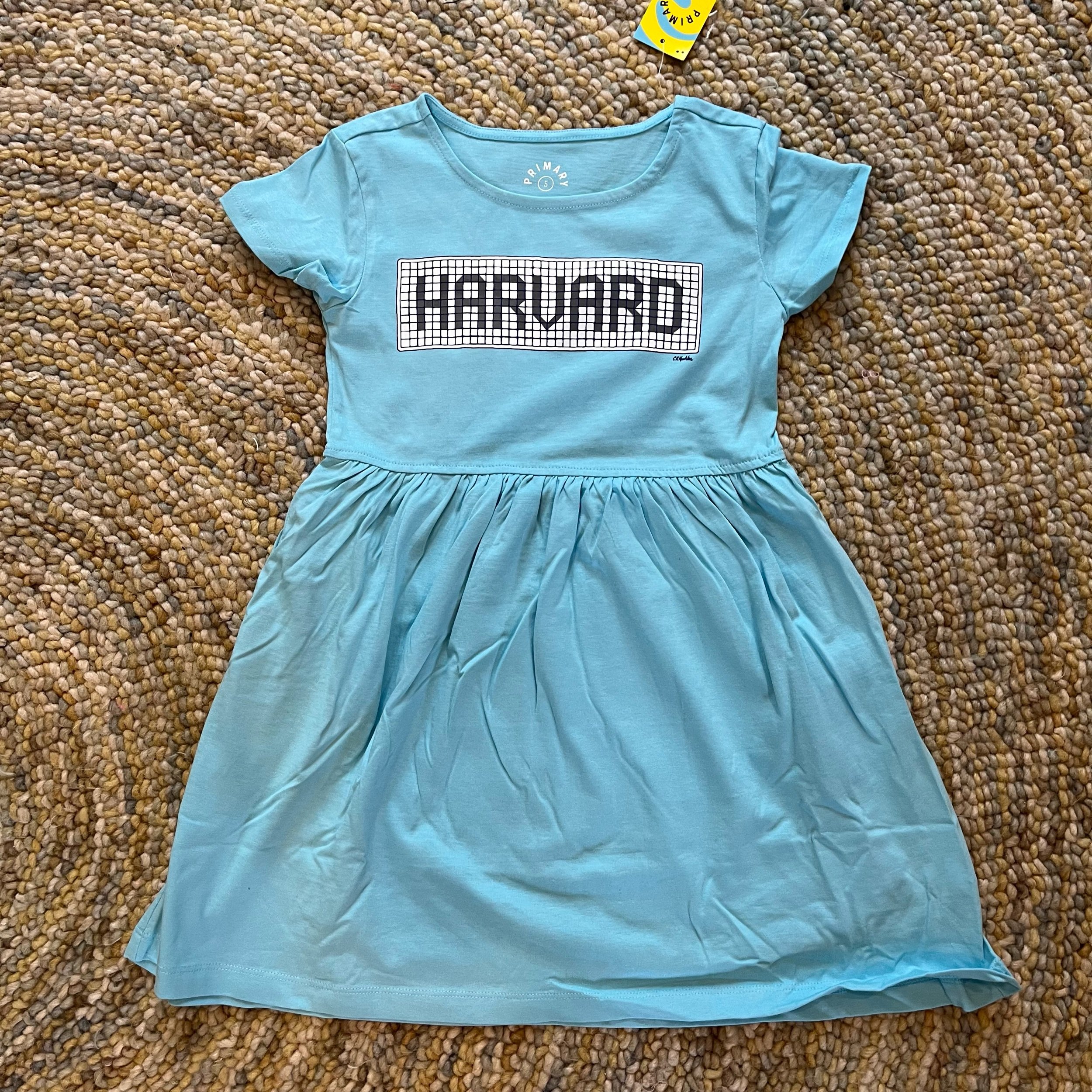 Harvard Tiles Short Sleeve Dress - Lagoon Blue