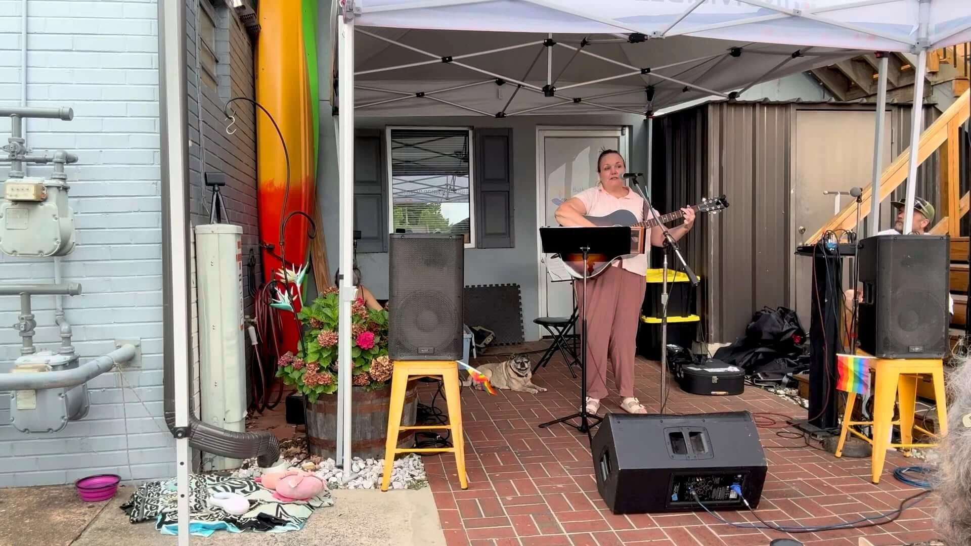 Jewel Ward performing her original song, "Dance Again" at Indivisible Burke NC's This Moment Art Show, Selected Artist Performances on 12 July 2026 in Morganton, NC. 