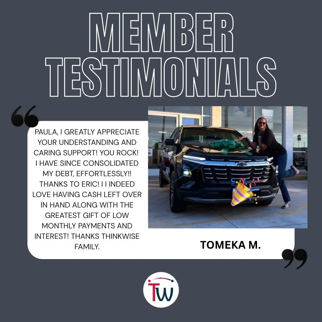 These are real members who are stressing less about finances because they asked us for help! We have the tools to help our members live their best financial lives. 

Contact us to experience the credit union difference🤝🏼
&bull;
&bull;
&bull;
#think