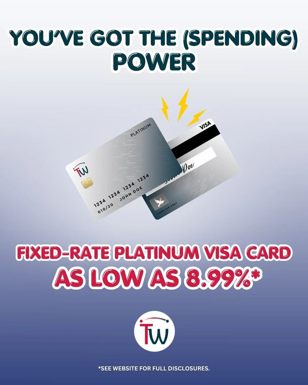 Say goodbye to high interest credit card debt 💸 

With no balance transfer fee and a fixed, low rate, our Platinum Card is what you&rsquo;ve been looking for! 

Now is the perfect time to free up some extra cash and have some wiggle room in your bud