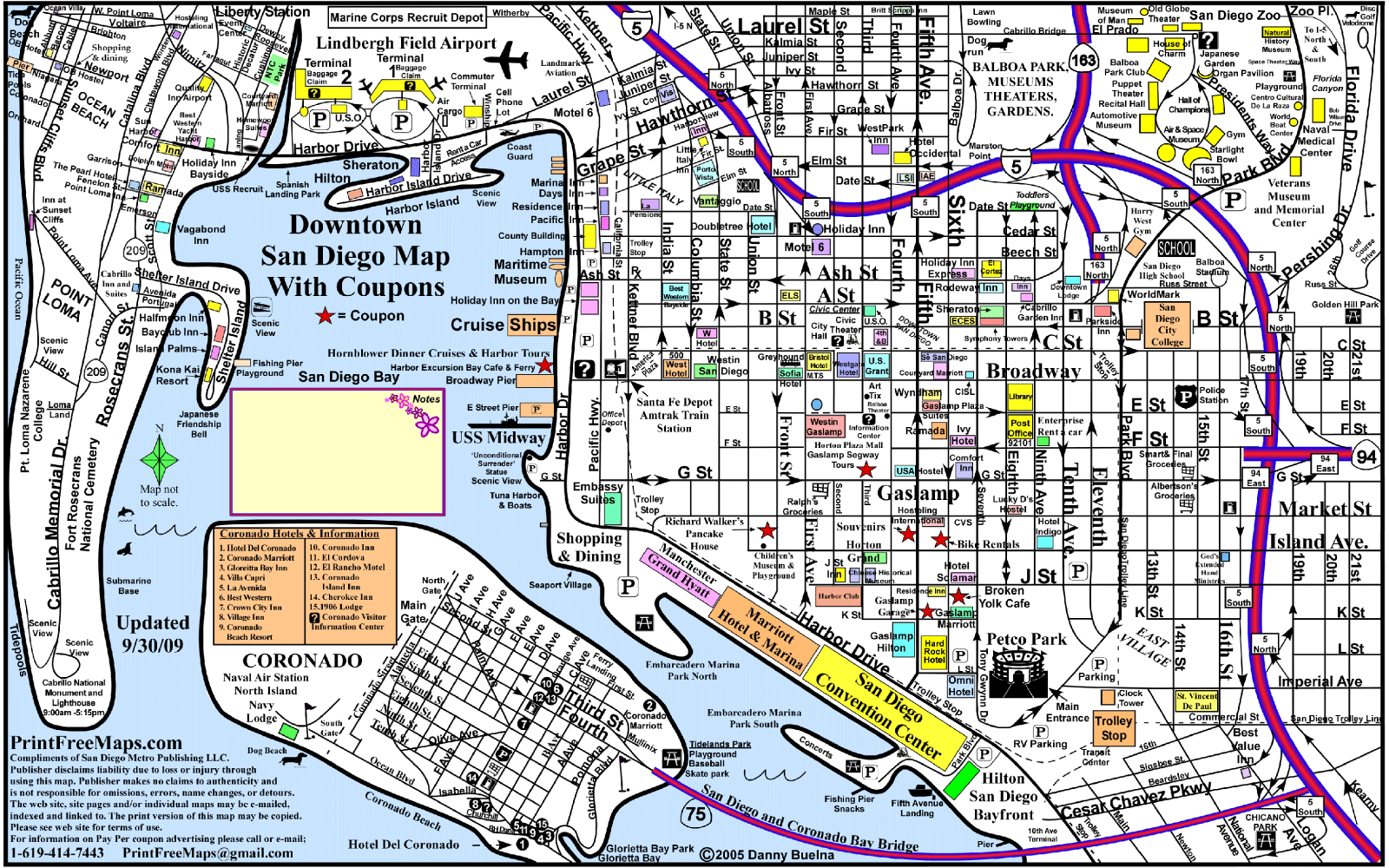 Map of downtown San Diego, California