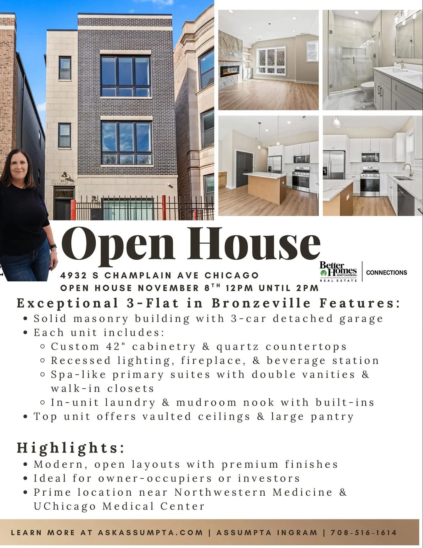 🏡 Open House Alert &ndash; 4932 S Champlain, Chicago!
📅 TODAY Saturday, November 8th | 12 PM &ndash; 2 PM

Discover this stunning 3-flat in Bronzeville, a perfect blend of modern luxury and investment potential. Each unit shines with custom cabinet
