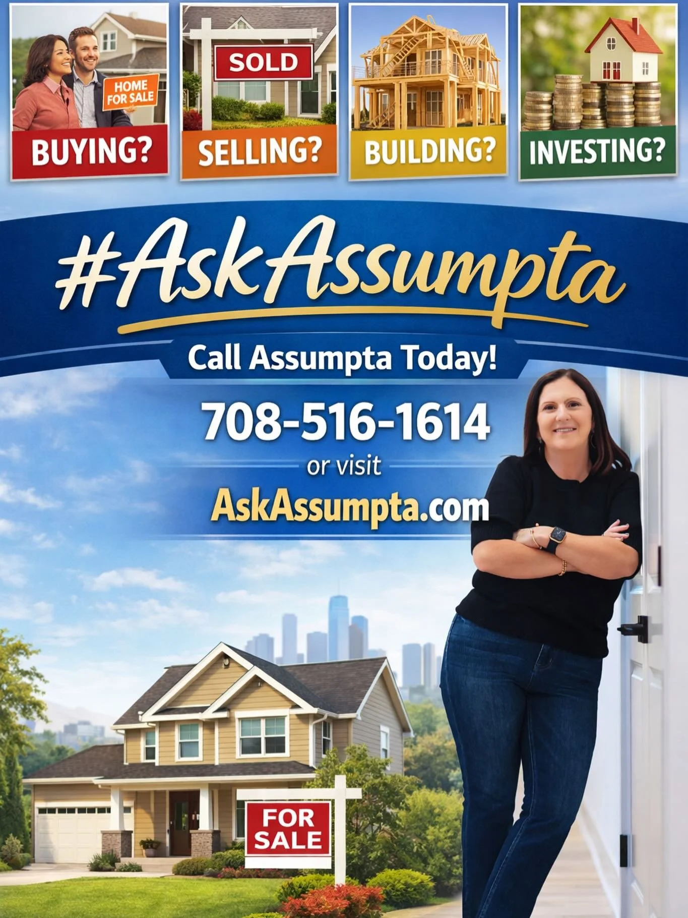 Every home has a story and every move matters.

If you&rsquo;re buying, selling, building, or investing, let&rsquo;s make sure your next chapter is a smart one.

📞 708-516-1614
🌐 AskAssumpta.com

#AskAssumpta #YourTrustedAgent #Chicago #OakLawn #Re