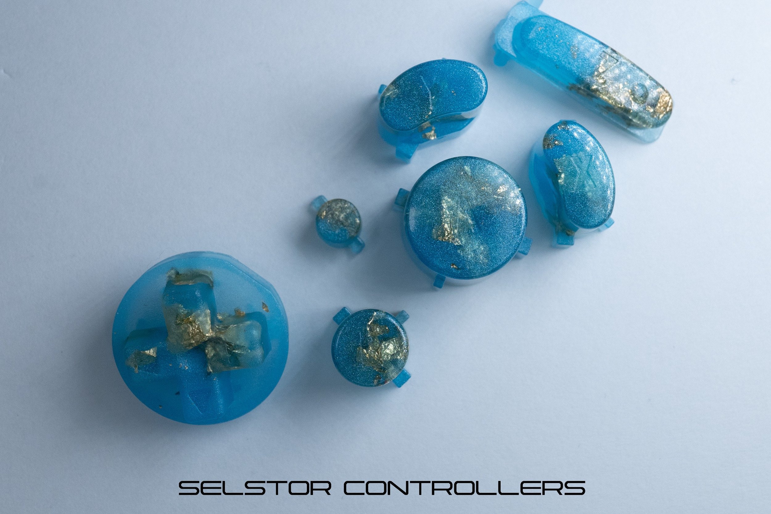 PEARL BLUE GOLD GameCube Button Set - ABXYstartDpadZ