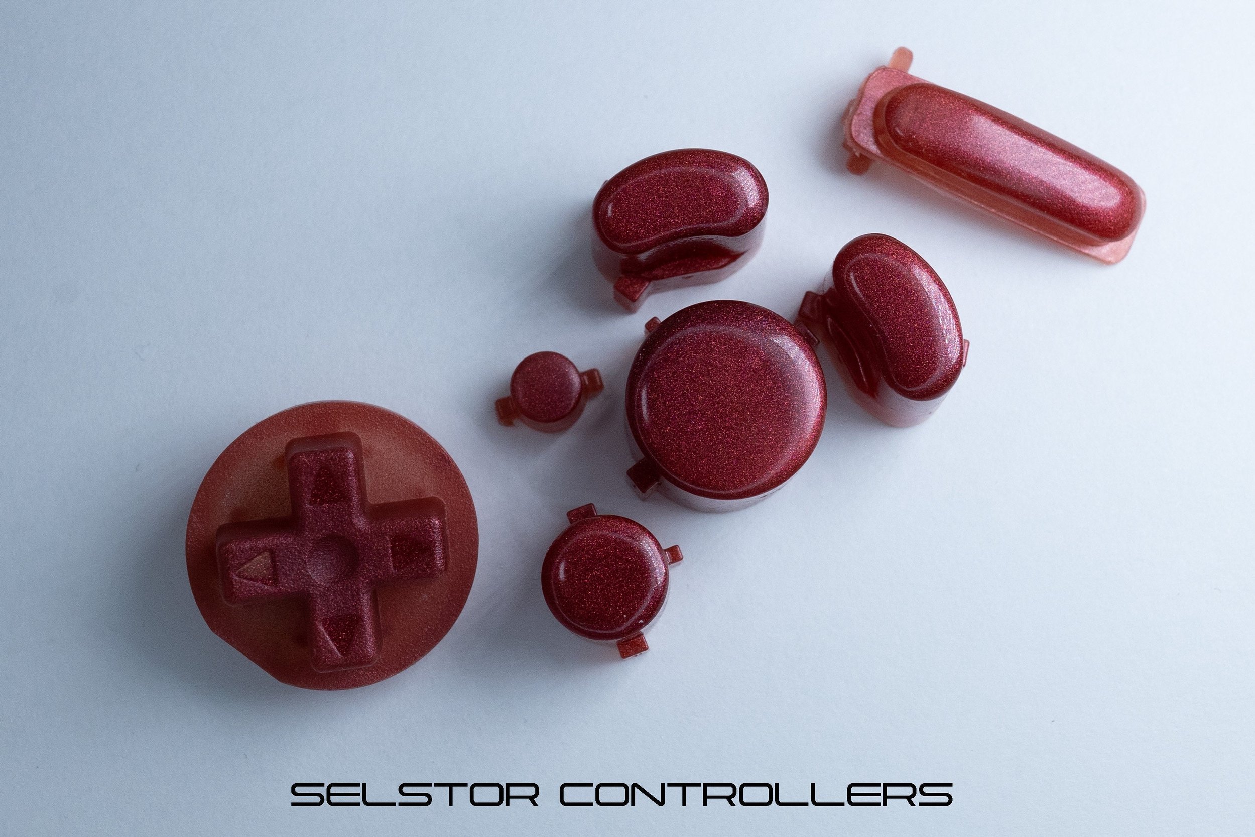 METALLIC RED (BALD) GameCube Button Set - ABXYstartDpadZ