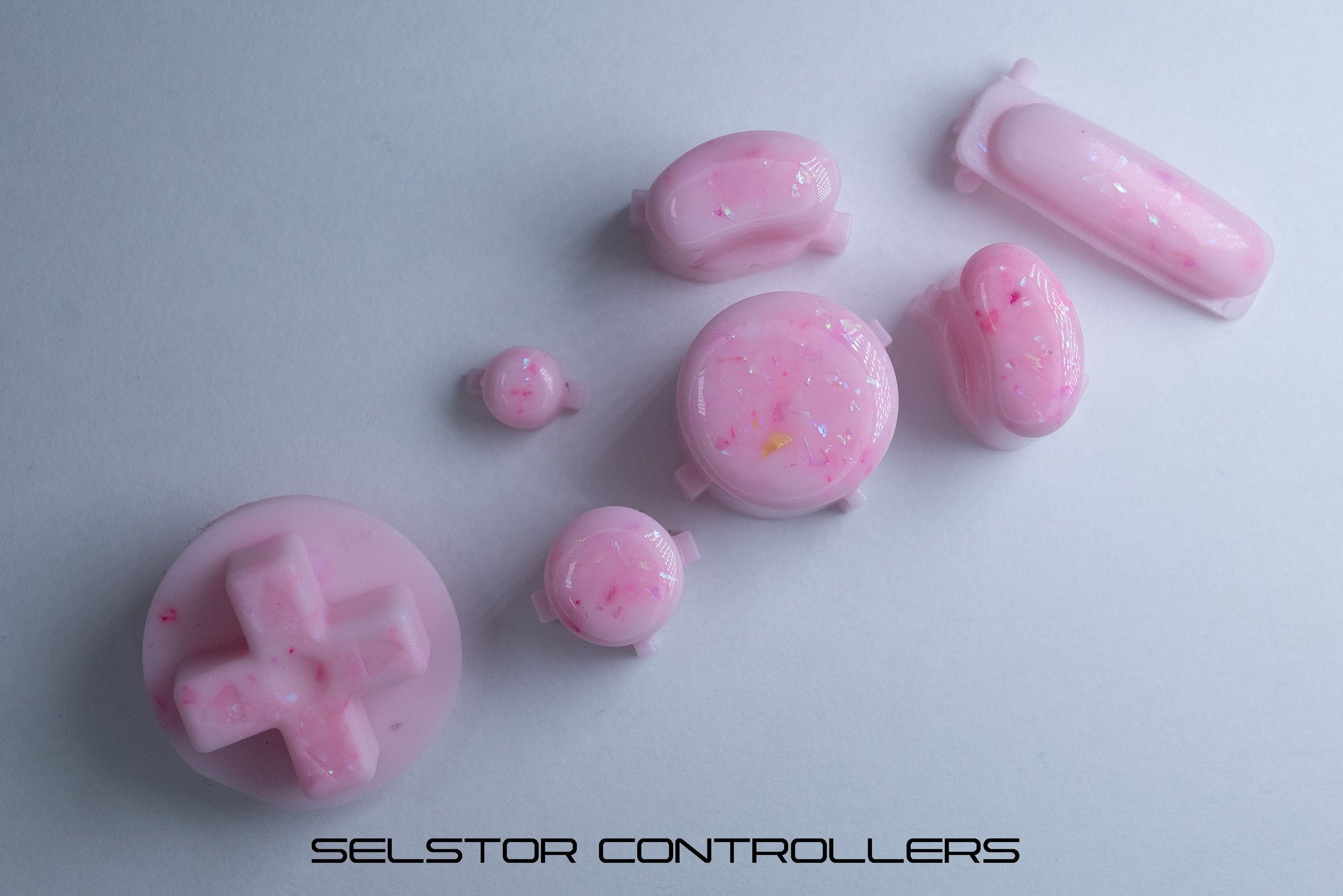 PASTEL PINK Iridescence (BALD) GameCube Button Set - ABXYstartDpadZ