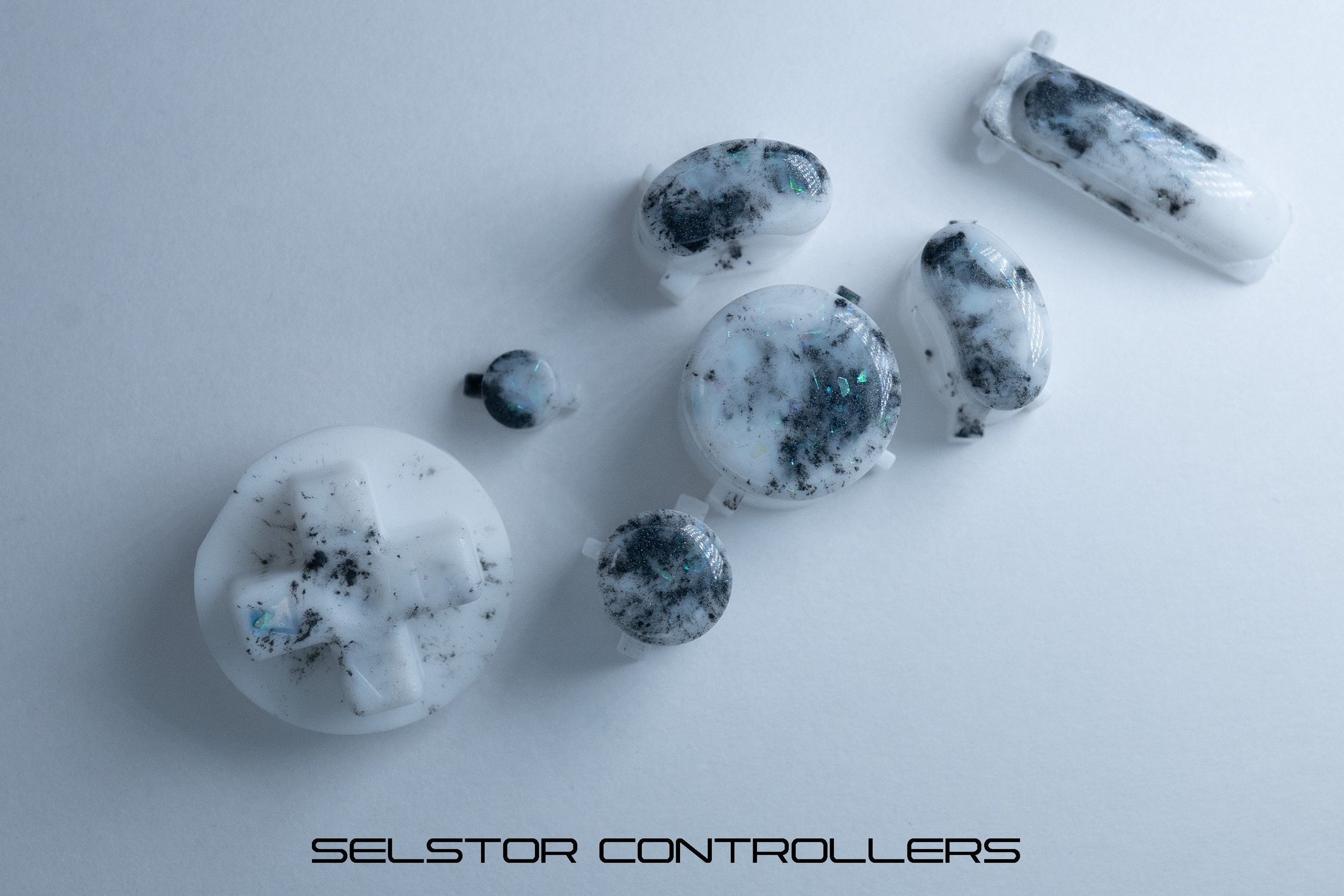 WHITE MARBLE (BALD) GameCube Button Set - ABXYstartDpadZ