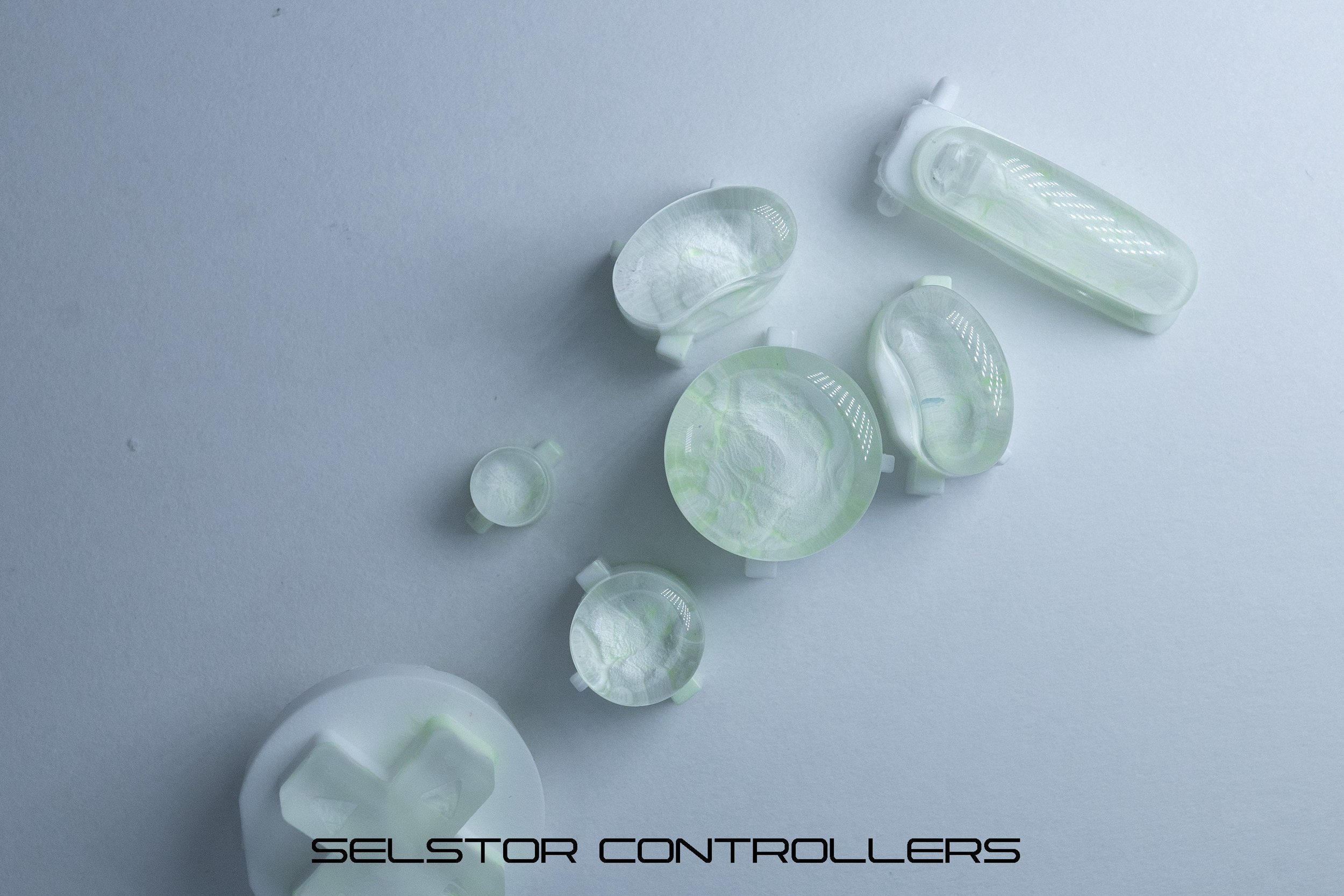 GREEN WHITE (BALD) GameCube Button Set - ABXYstartDpadZ