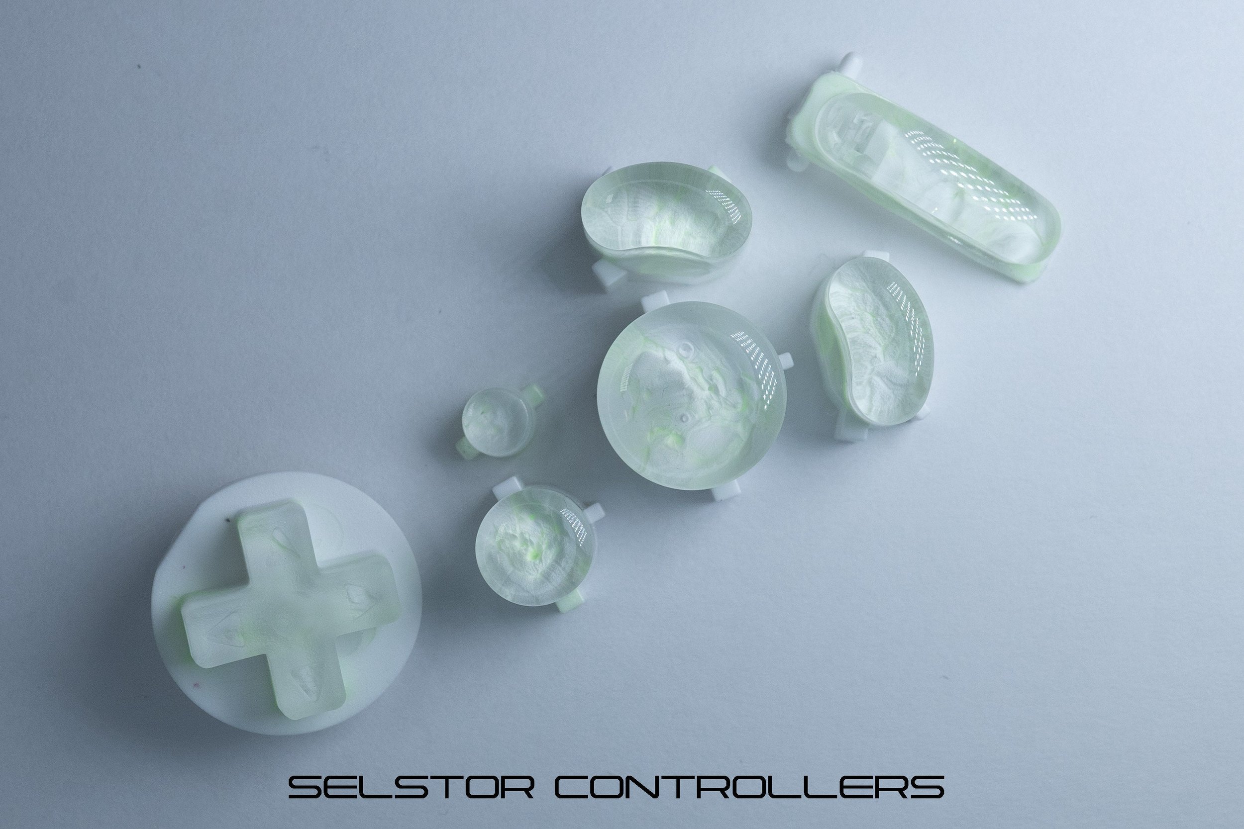 GREEN WHITE (BALD) GameCube Button Set - ABXYstartDpadZ