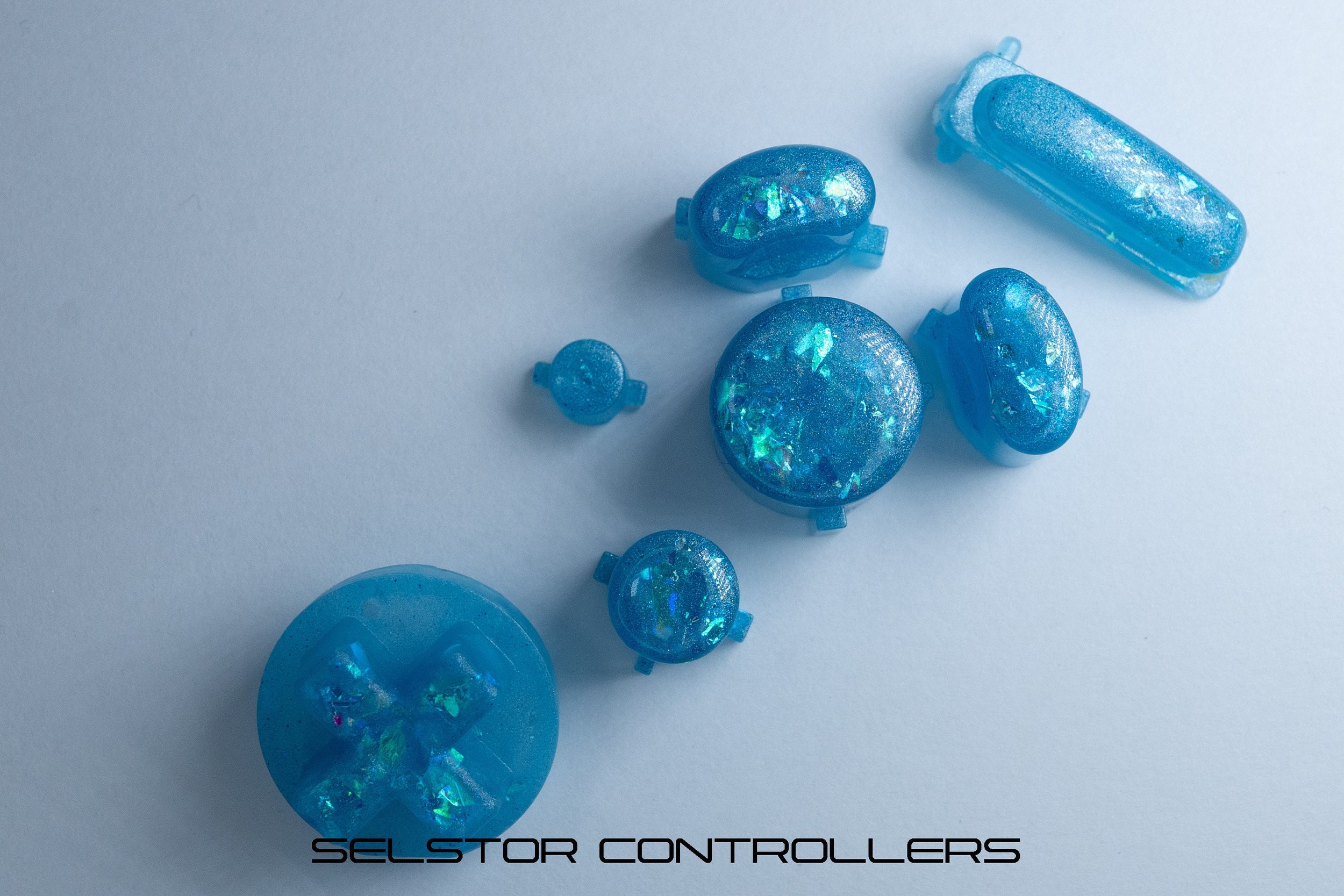 PEARL BLUE IRIDESCENCE (Bald) GameCube Button Set - ABXYstartDpadZ