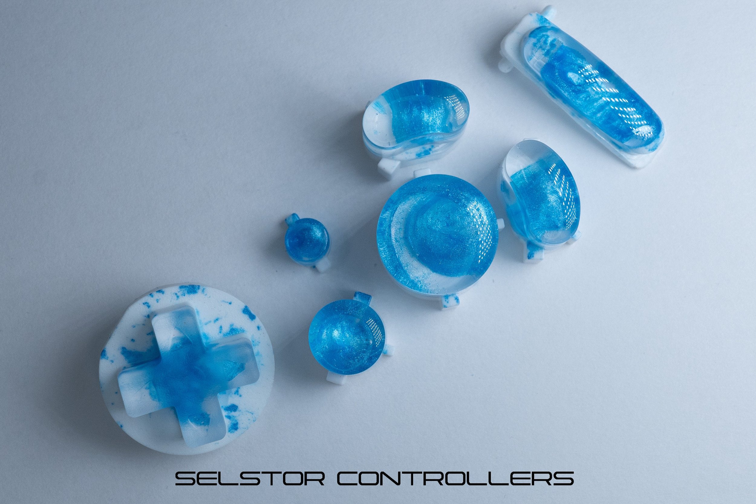 BLUE HAZE (BALD) GameCube Button Set - ABXYstartDpadZ