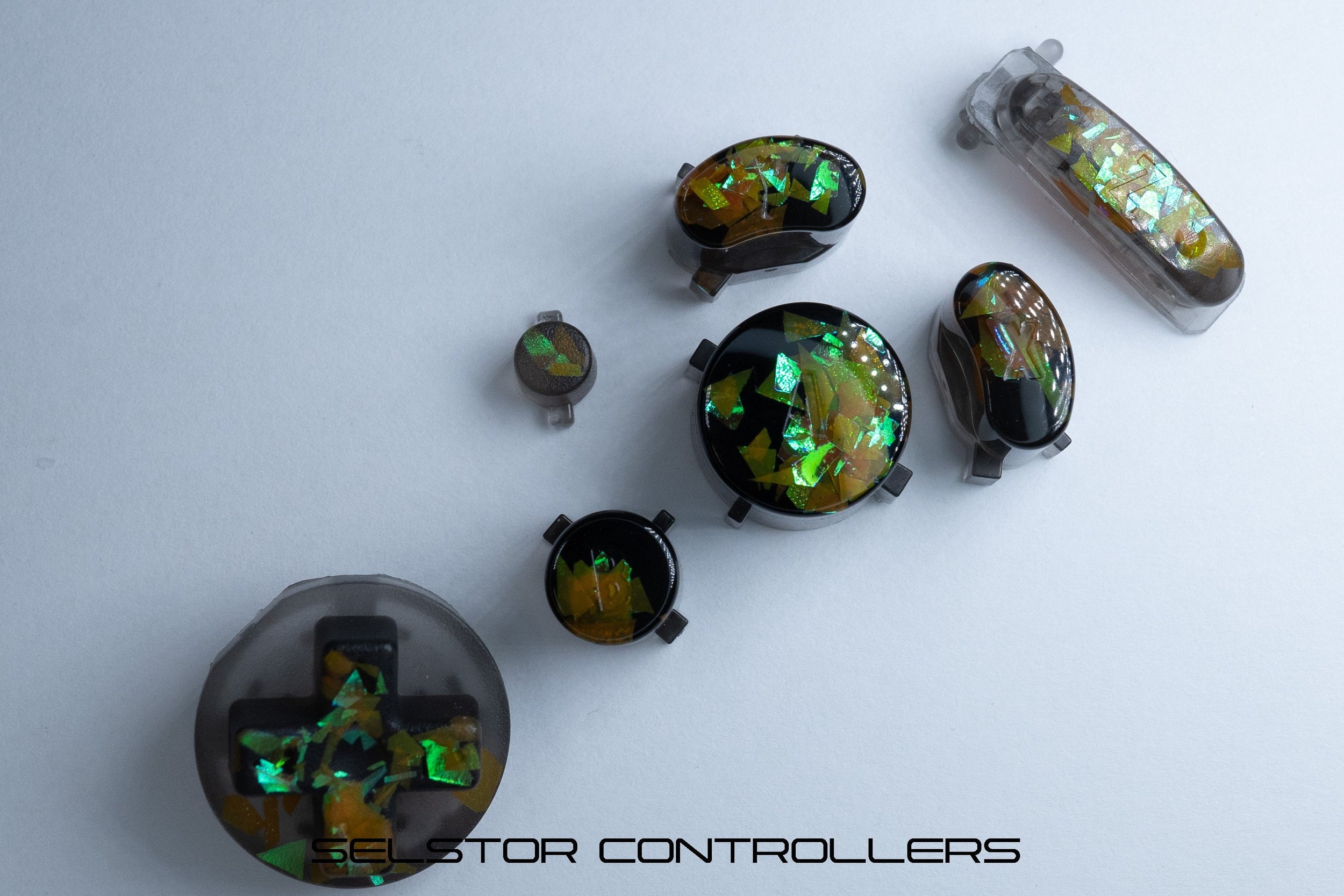 SMOKED ORANGE IRIDESCENCE GameCube Button Set - ABXYstartDpadZ