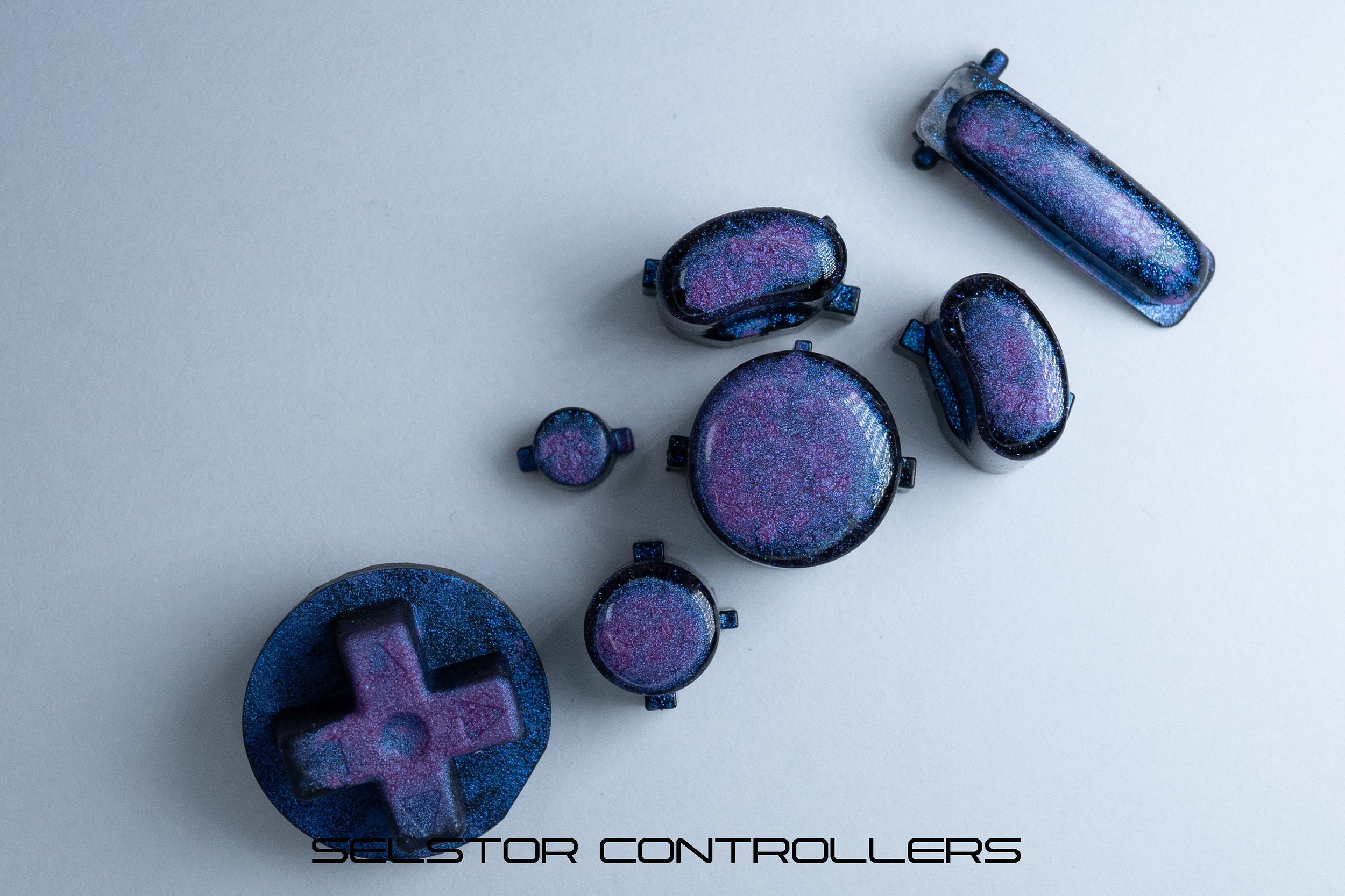 PURPLE On Blue Moon (BALD) GameCube Button Set - ABXYstartDpadZ