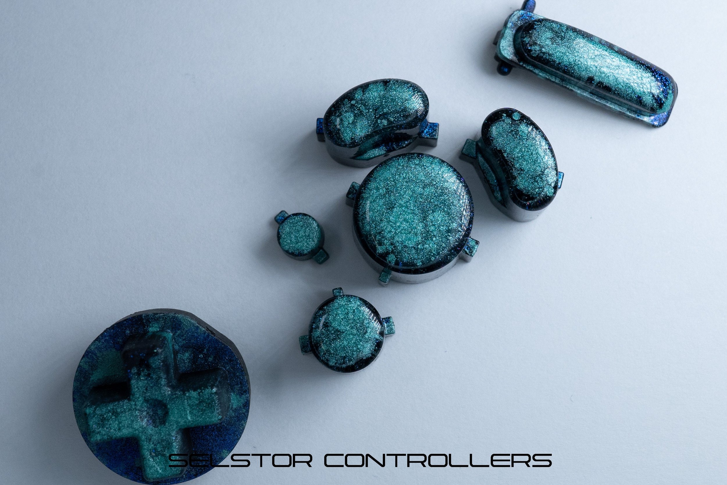 EMERALD On Blue Moon (BALD) GameCube Button Set - ABXYstartDpadZ