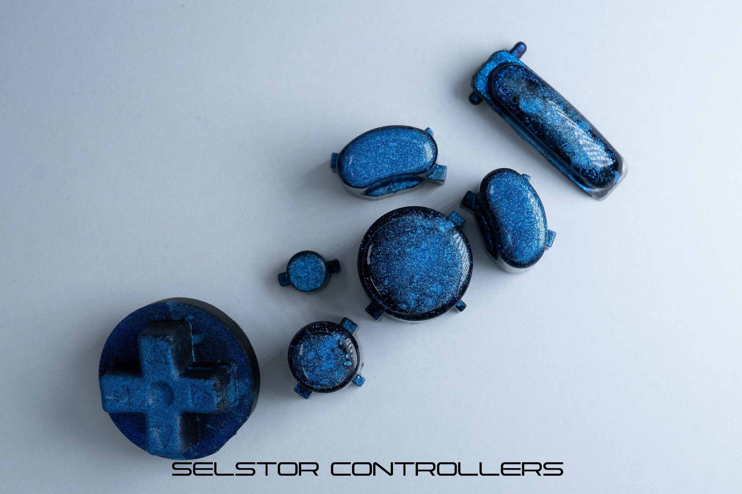 BLUE on Blue Moon (Bald) GameCube Button Set - ABXYstartDpadZ