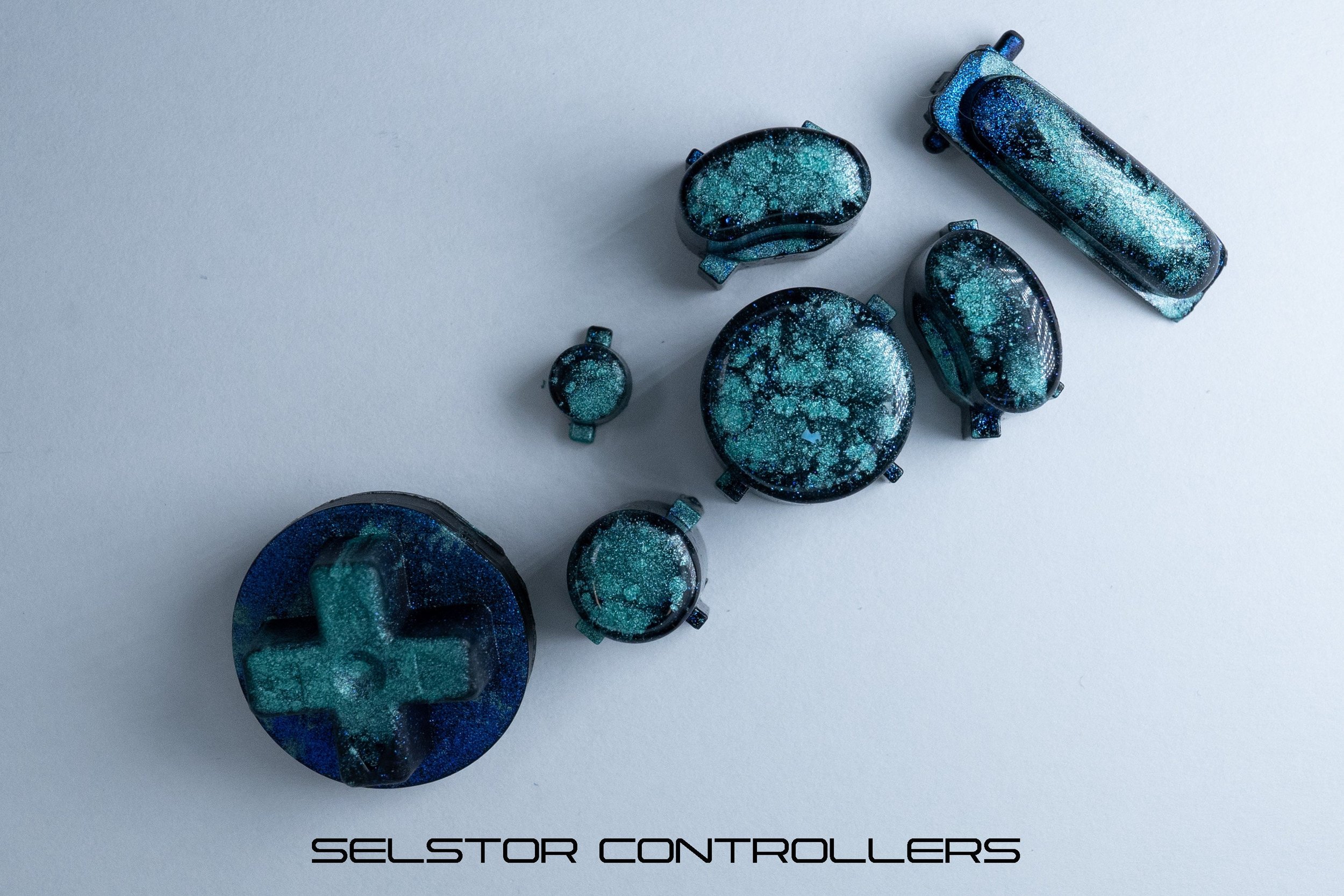 EMERALD On Blue Moon (BALD) GameCube Button Set - ABXYstartDpadZ