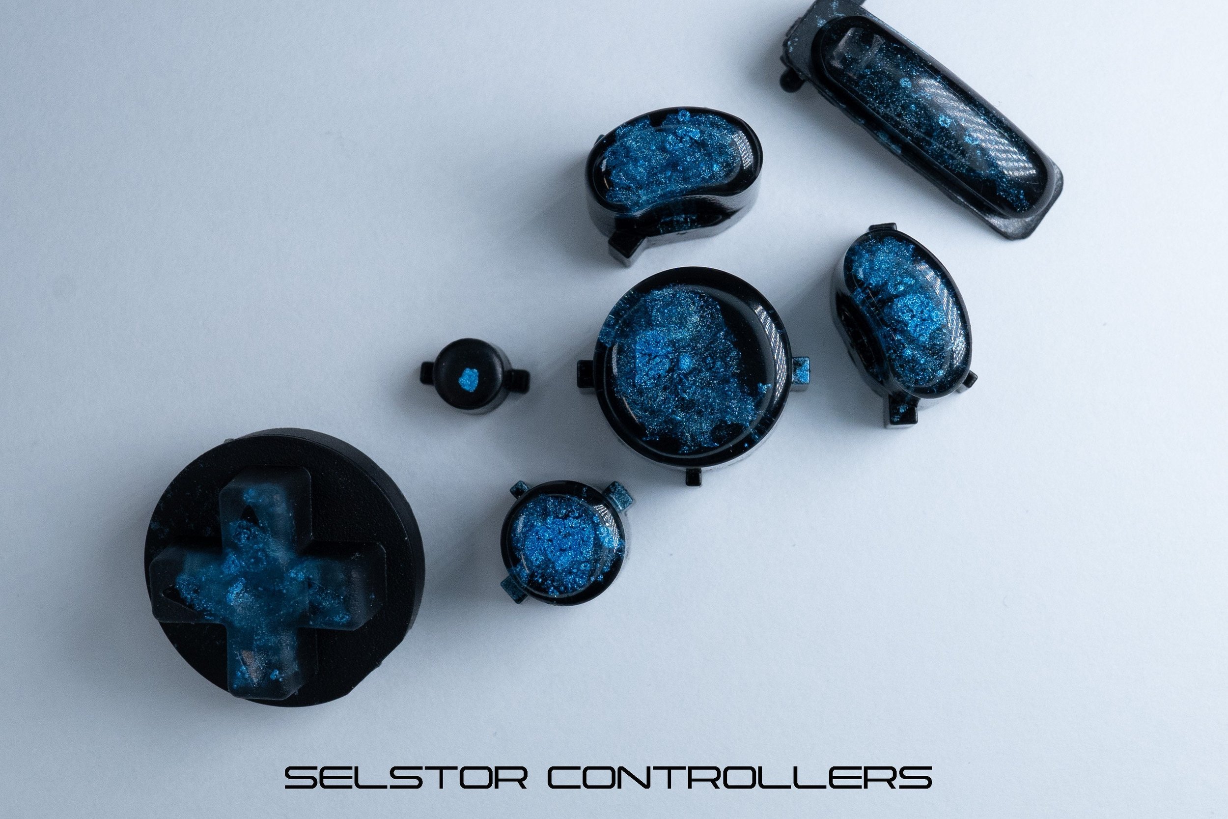 BLUE NEBULA (Bald) GameCube Button Set - ABXYstartDpadZ